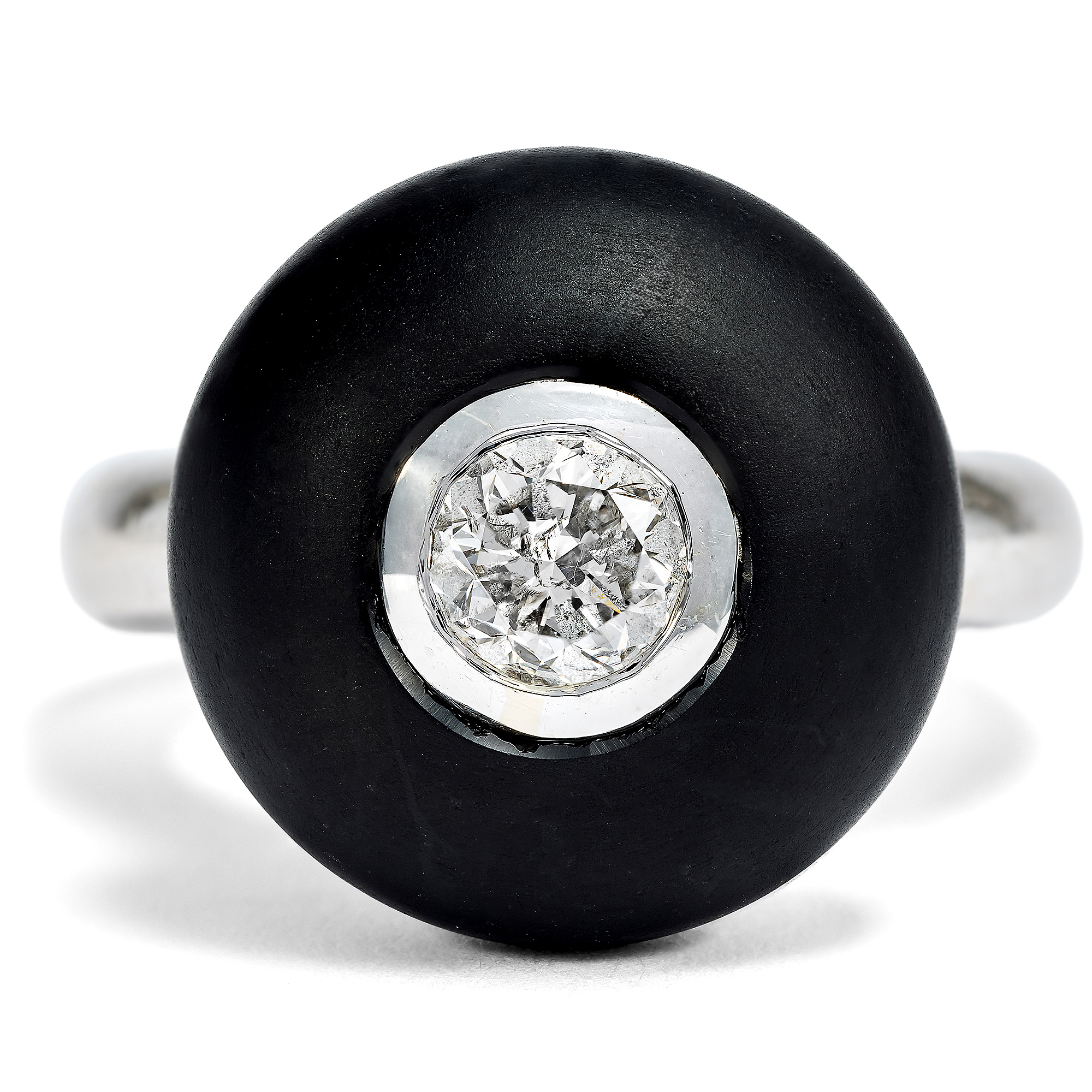 Unusual Vintage Ring With Onyx & 1.33 ct Brilliant-Cut Diamond, Circa 2000