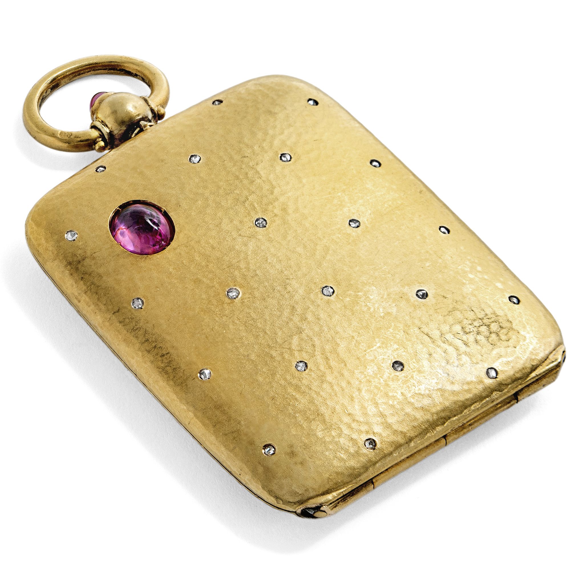 Antique Gold Locket with Pink Sapphires From Burma & Diamonds, c. 1900