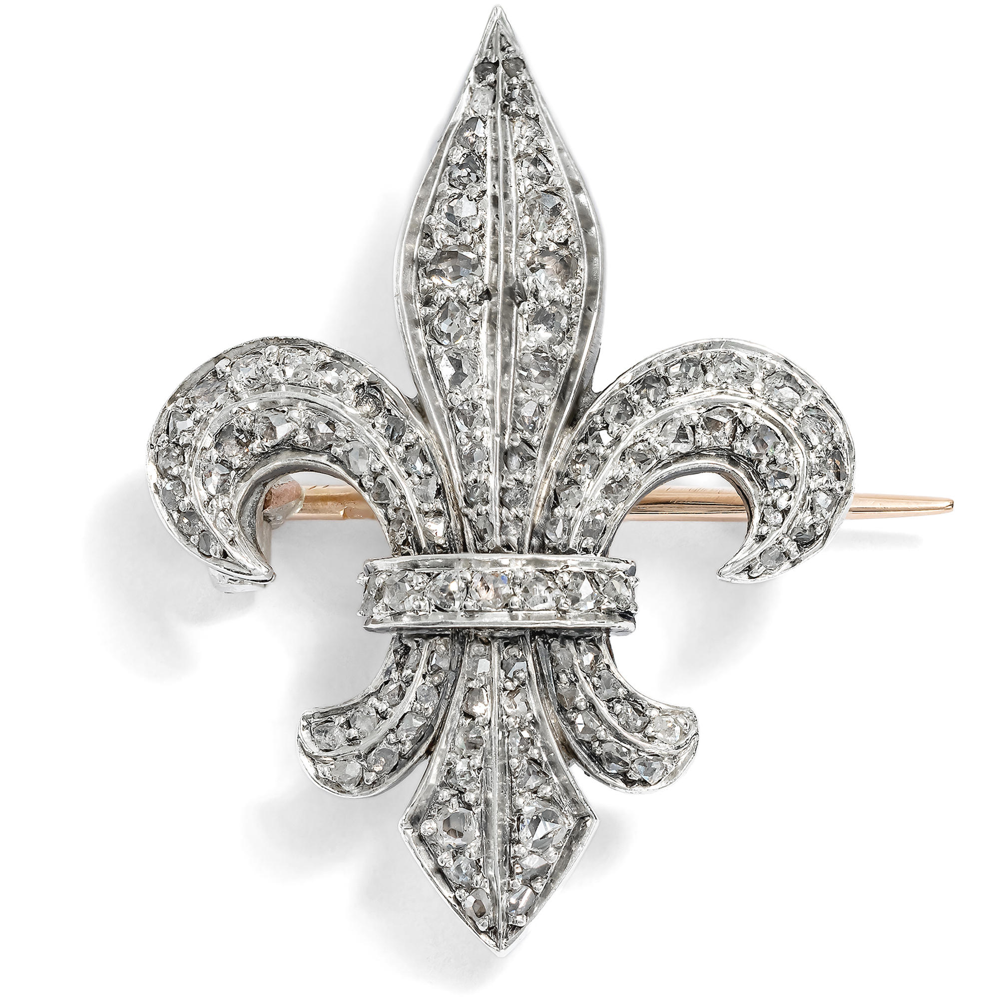 Antique Fleur-de-Lys Diamond Brooch, c. 1880