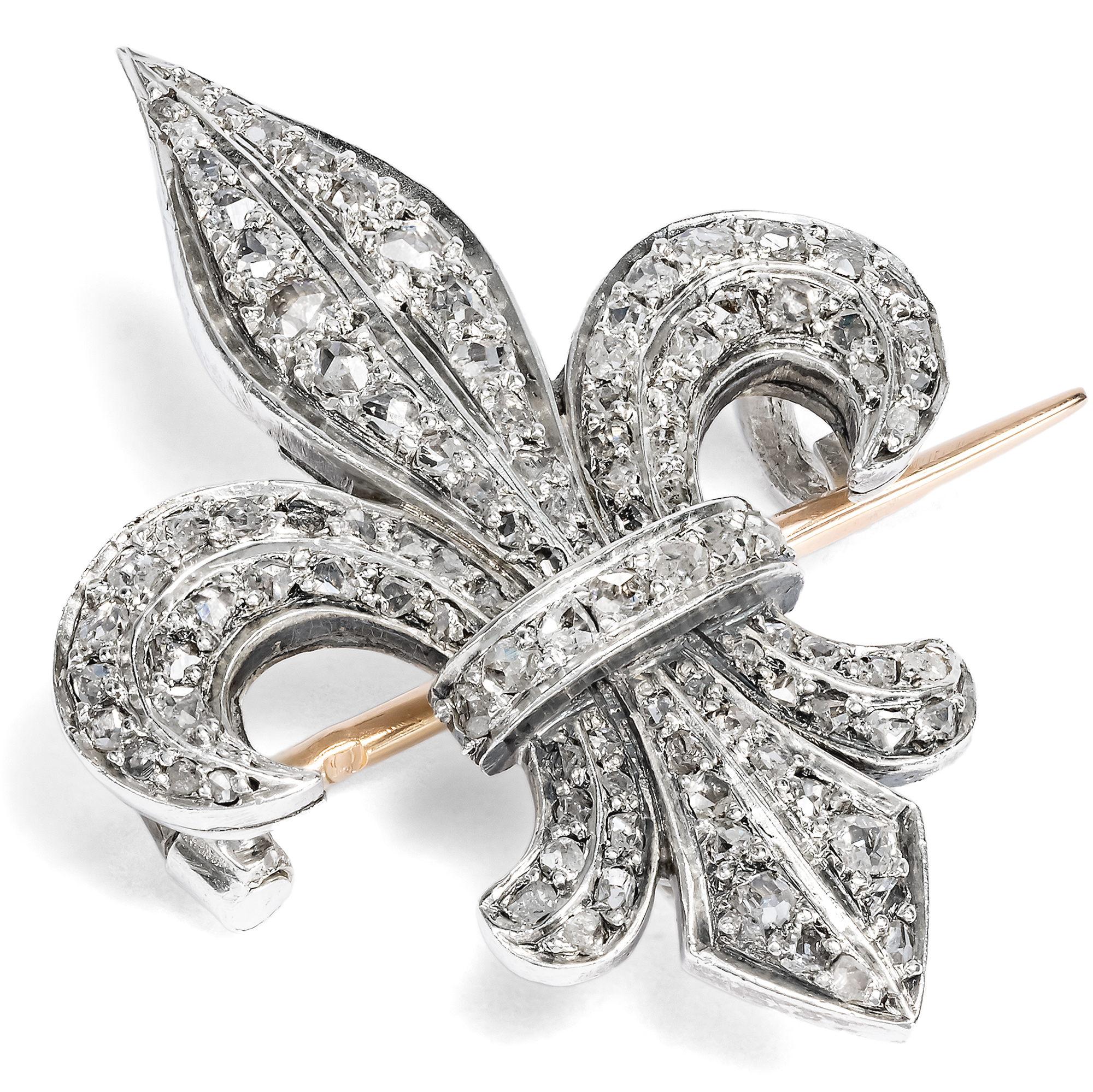 Antique Fleur-de-Lys Diamond Brooch, c. 1880