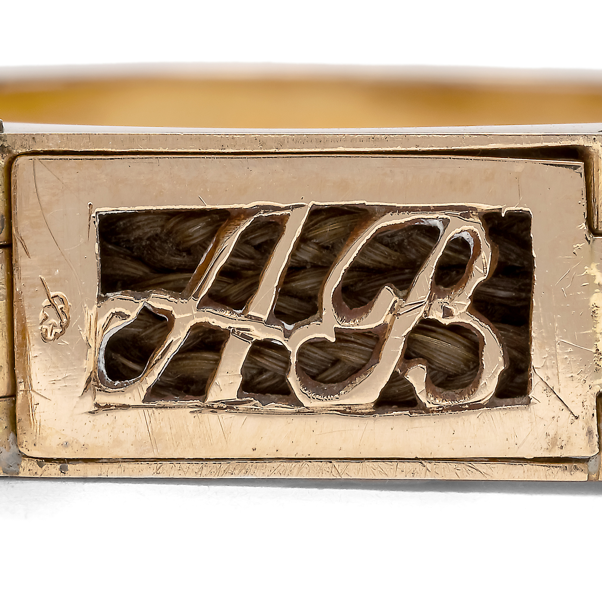 Sentimentaler Gedenkring aus Gold & Haar, Niederlande um 1860 Sentimentaler Gedenkring aus Gold & Haar, Niederlande um 1860