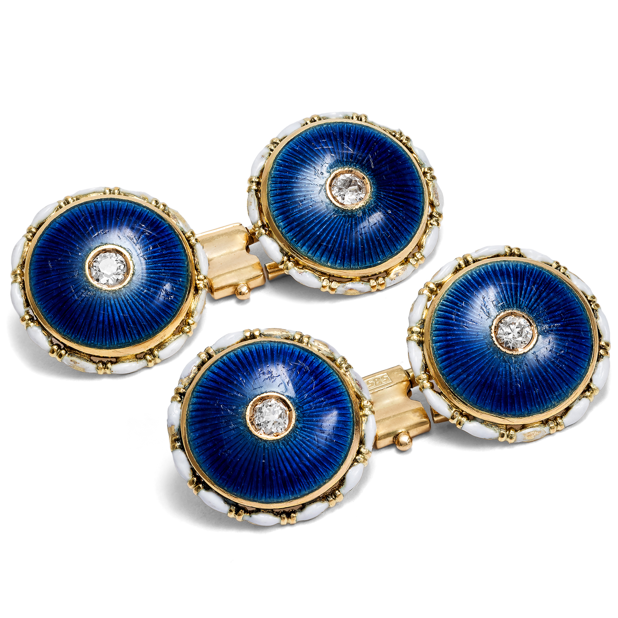 Elegant antique gold & enamel cufflinks, circa 1910