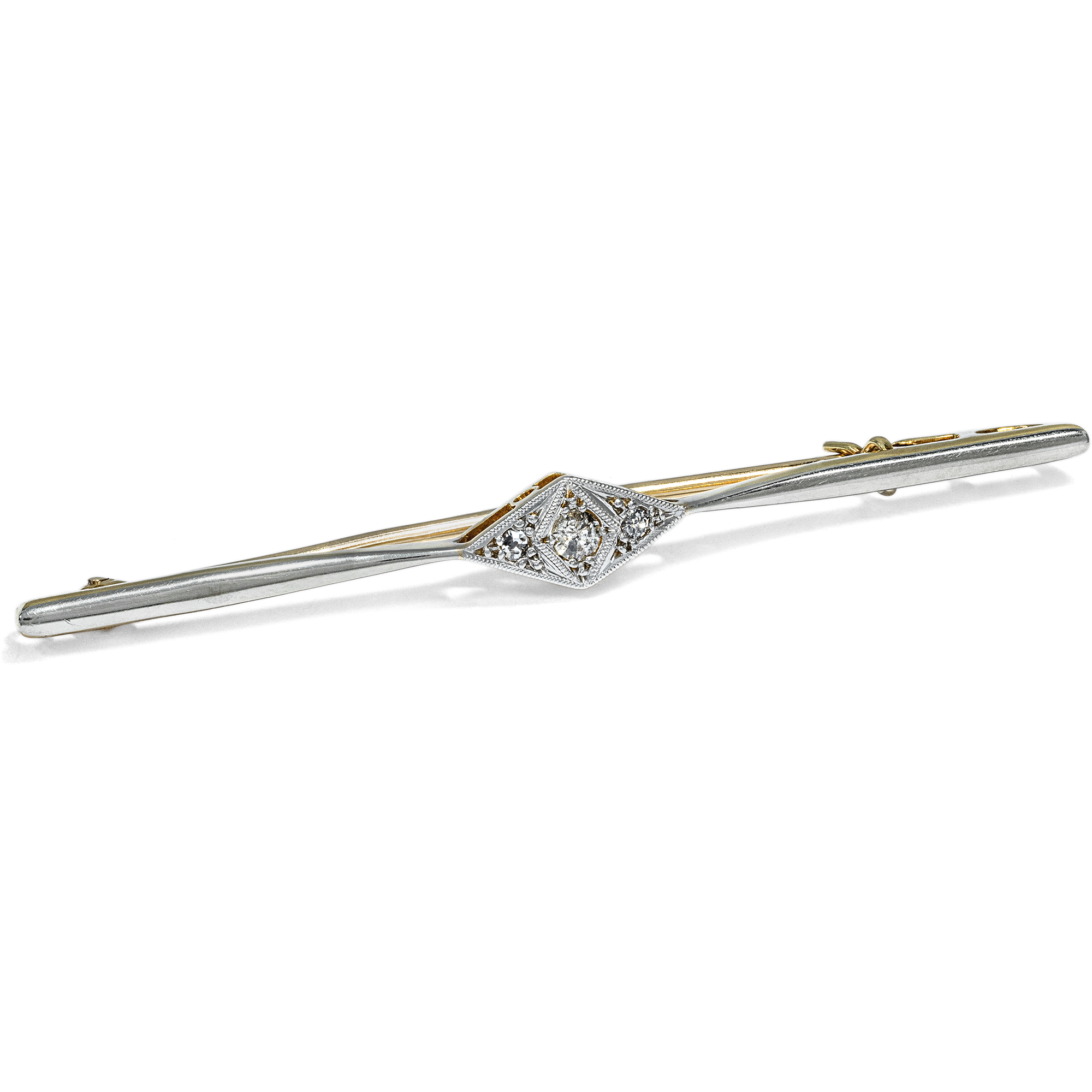 Decorative Art Deco Bar Brooch with Diamonds, Great Britain c. 1925