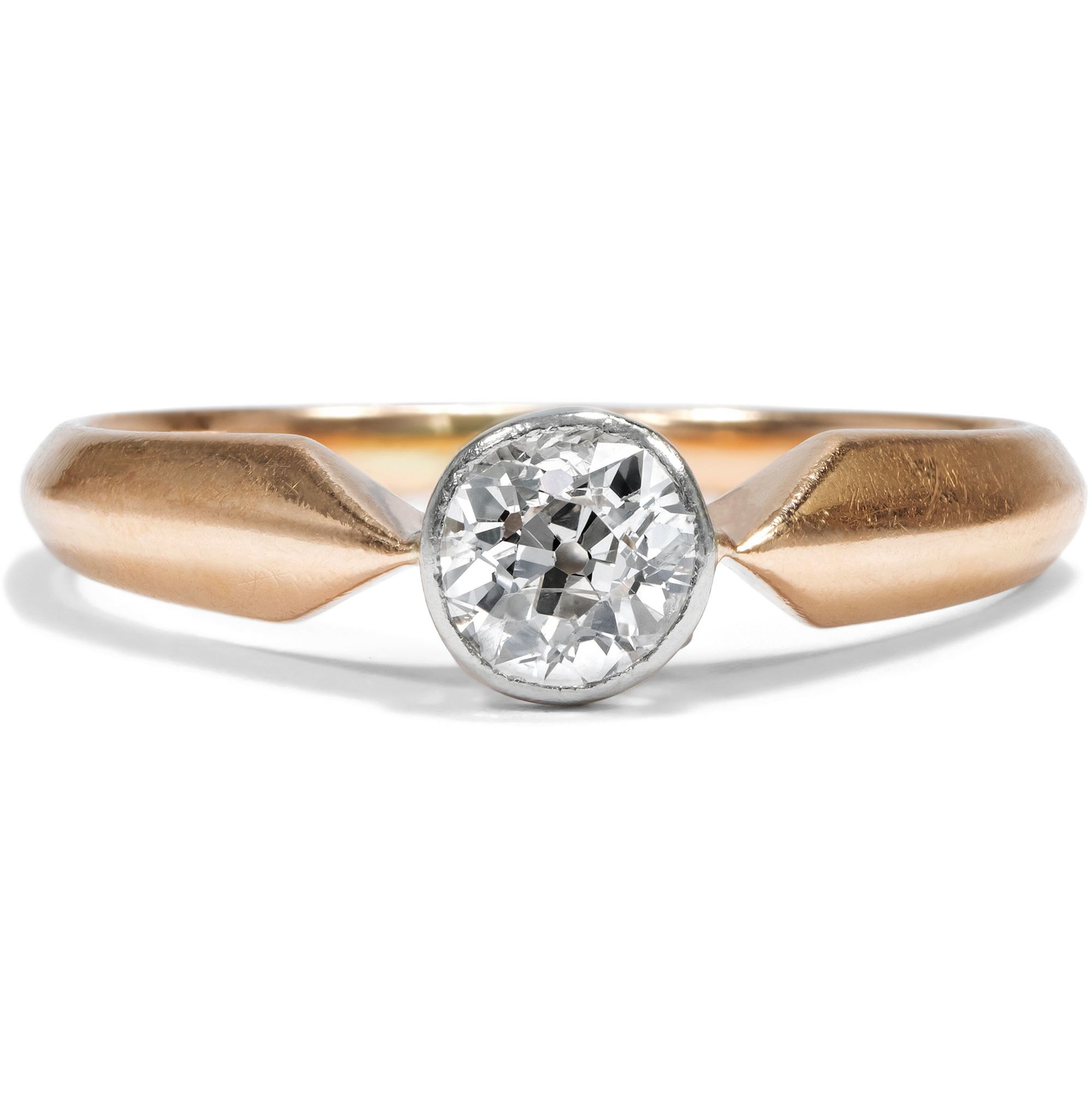 Antiker Diamantring mit 0,44 ct Solitär im Altschliff in Gold & Platin, um 1900 