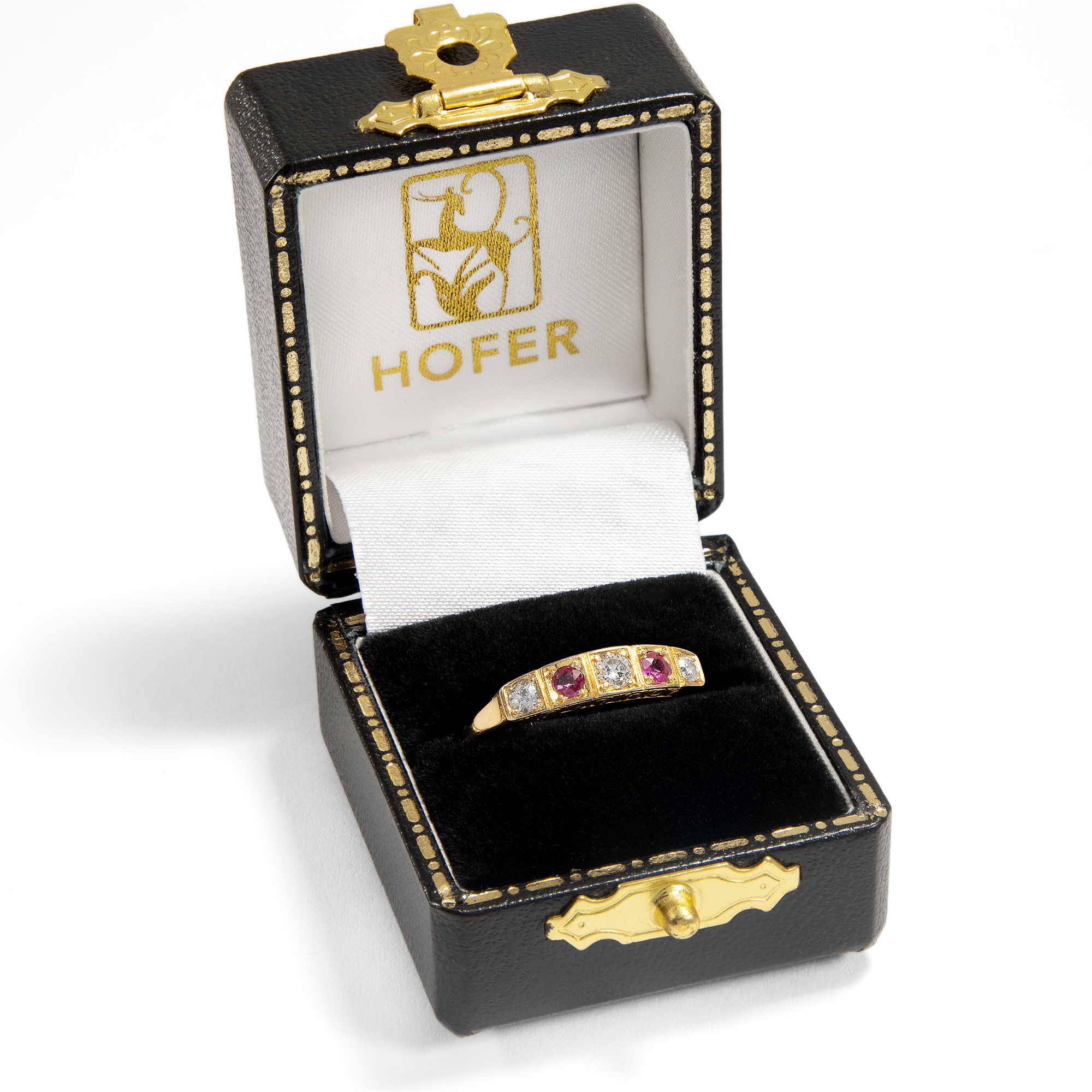 Antiker Ring mit Rubinen aus Burma & Diamanten in Gold, um 1900 Antiker Ring mit Rubinen aus Burma & Diamanten in Gold, um 1900