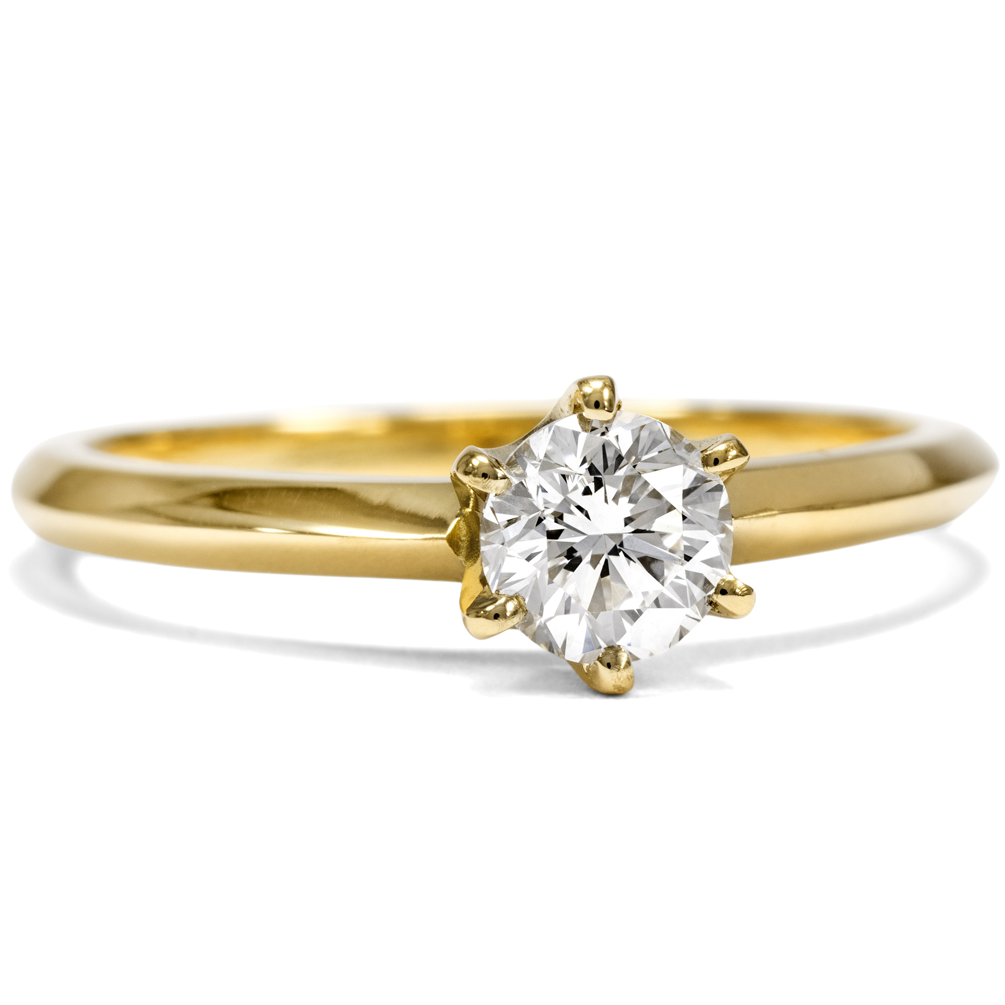 Classic Solitaire Yellow Gold Ring with 0.53 ct Brilliant (F/vvs1) From Our Workshop