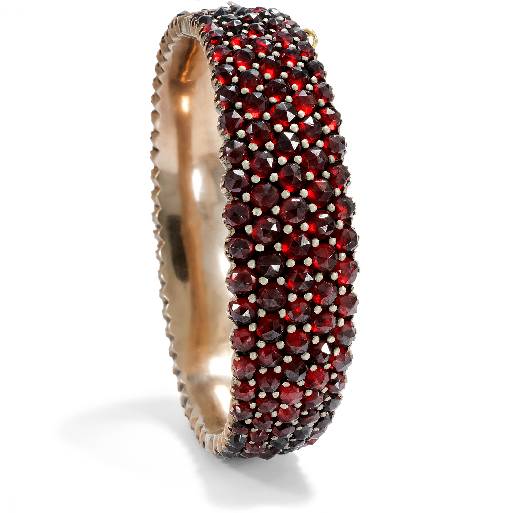 Wide Antique Bohemian Garnet Bangle, c. 1880