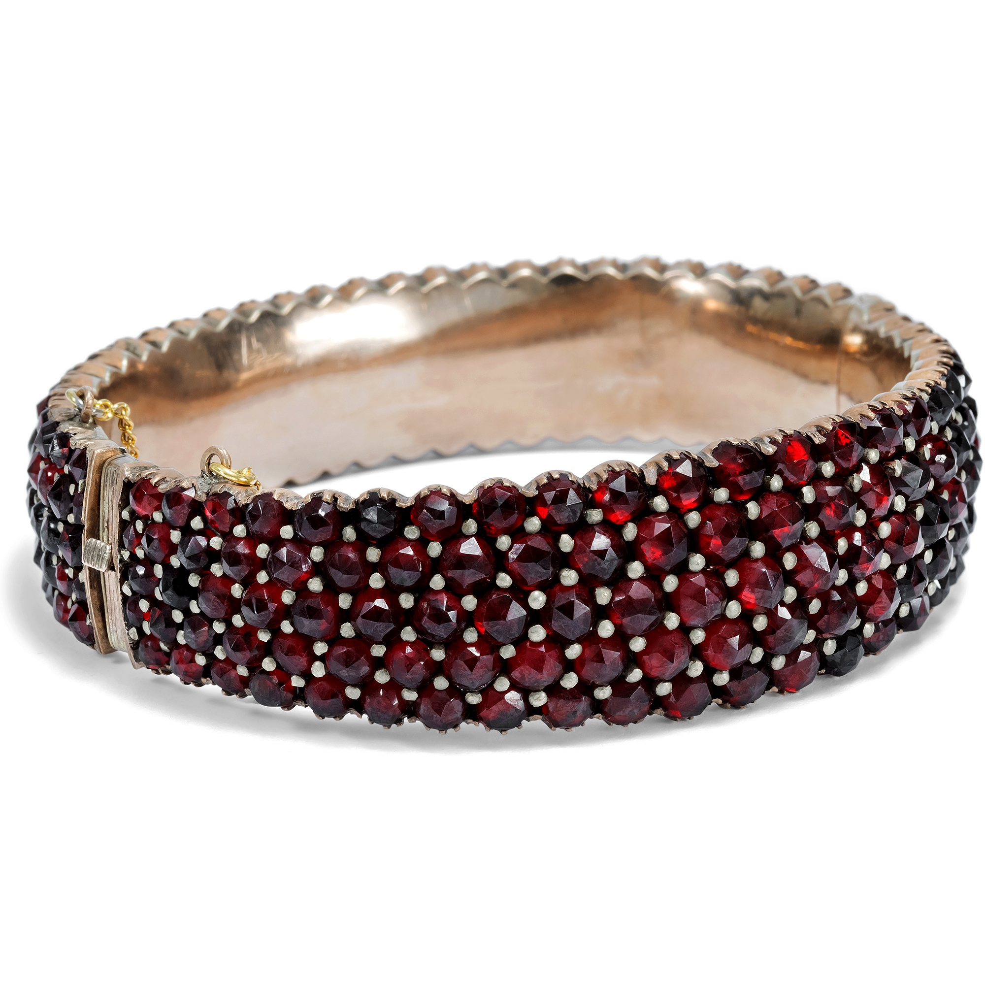 Wide Antique Bohemian Garnet Bangle, c. 1880