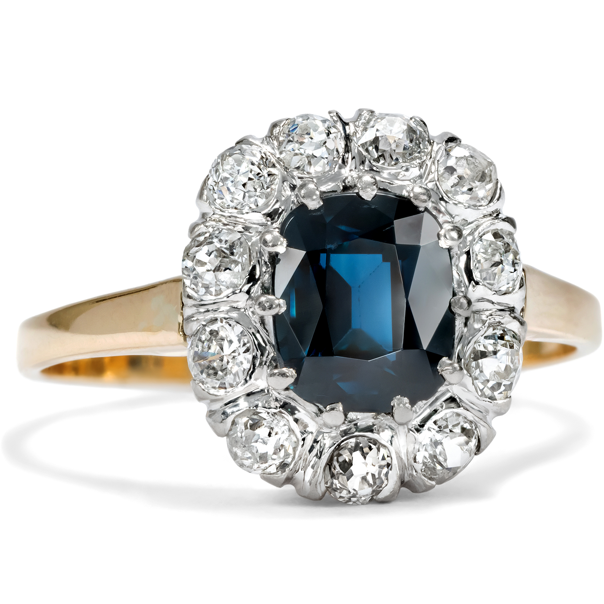 Antiker „Entourage“-Ring mit blauem Saphir & Diamanten, um 1890