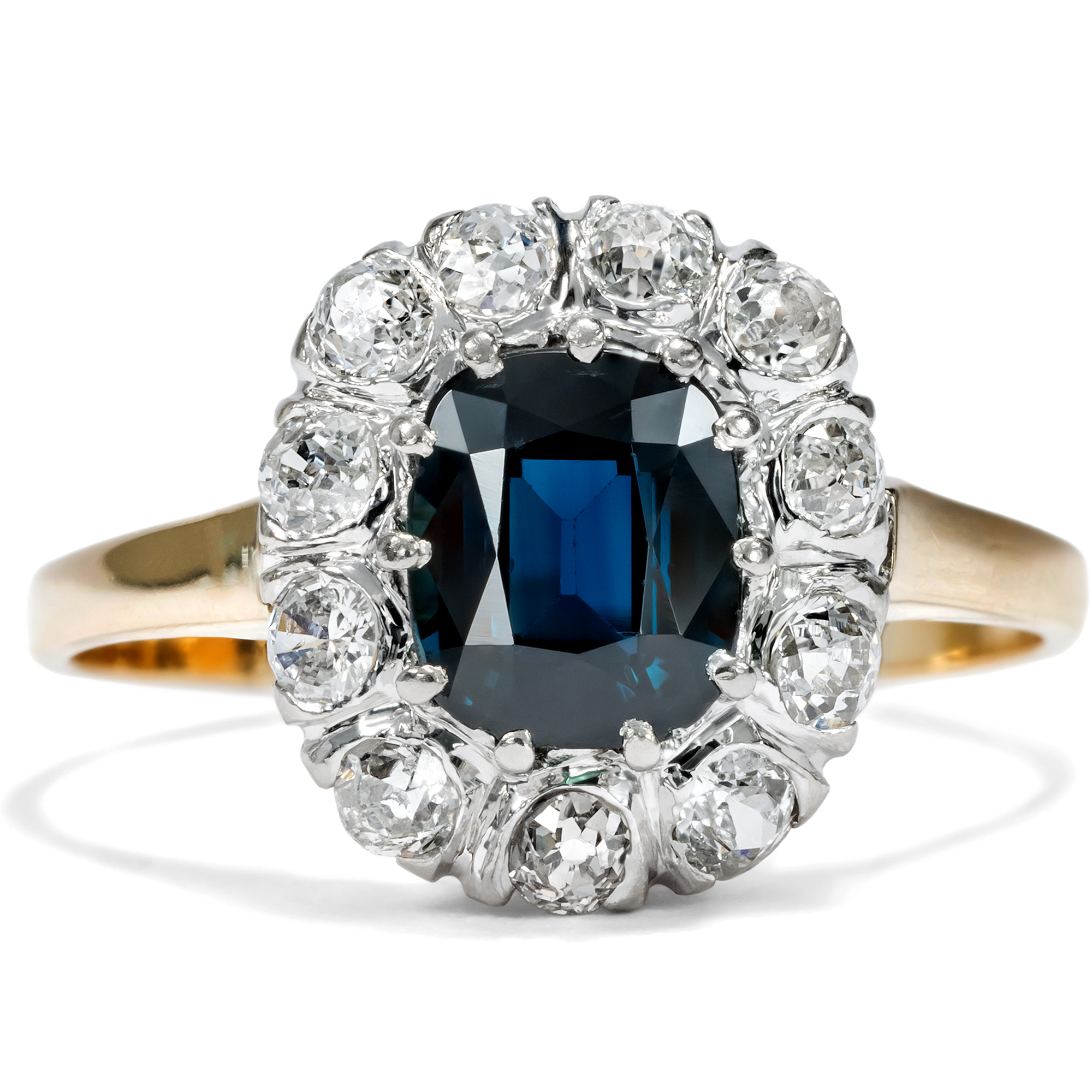 Antiker „Entourage“-Ring mit blauem Saphir & Diamanten, um 1890