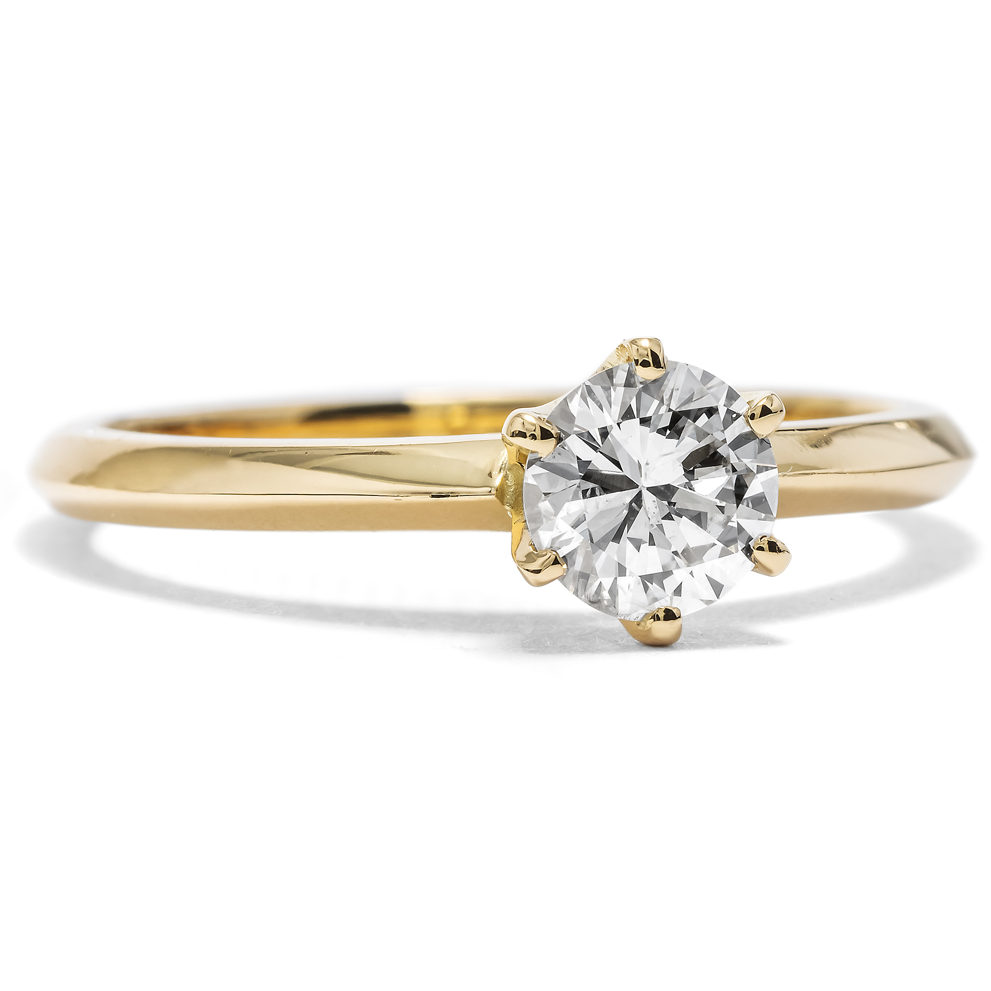 Classic Solitaire Ring with 0.55 ct Brilliant (G/p1) in Gold, from our Workshop