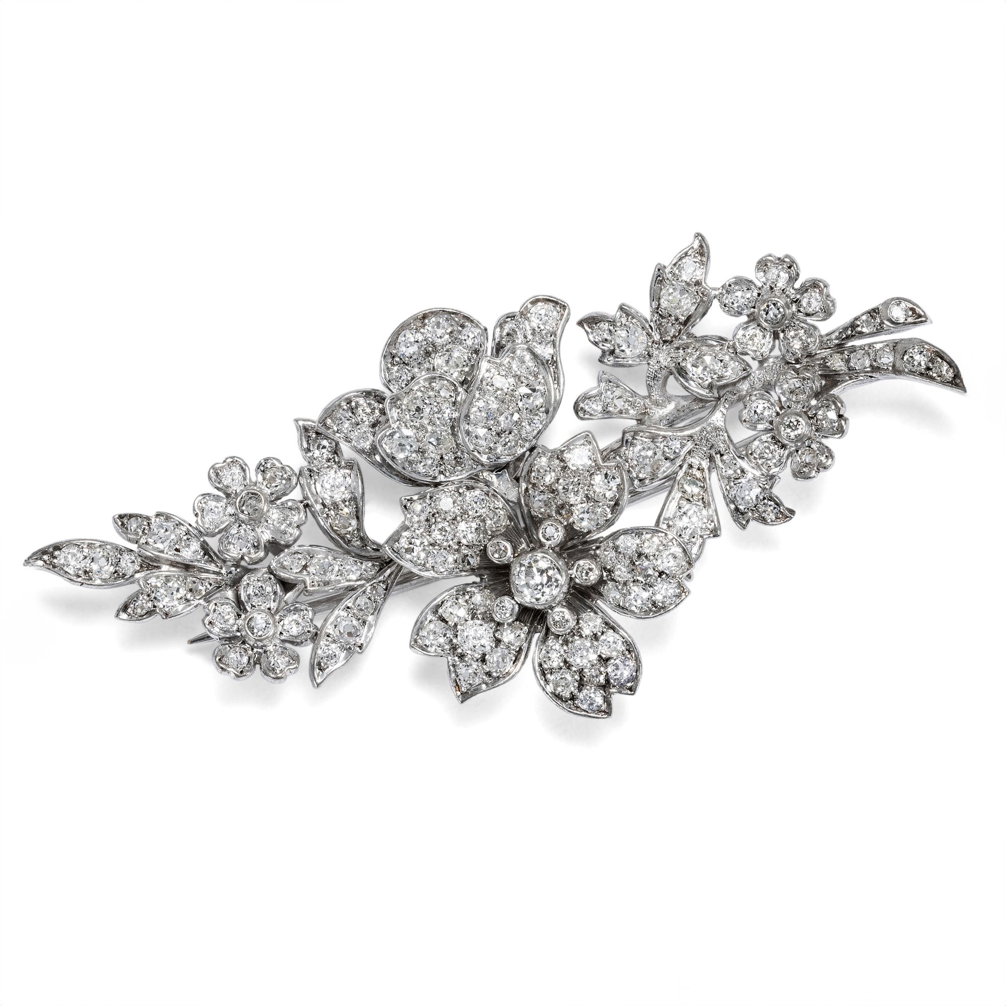 Bezaubernde antike Brosche „en tremblant“ mit Diamanten, um 1880 Bezaubernde antike Brosche „en tremblant“ mit Diamanten, um 1880