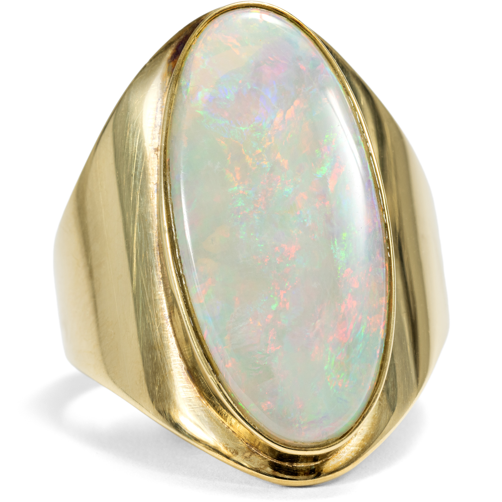 Impressive Large Vintage Gold Ring with Australian Opal, c. 1970