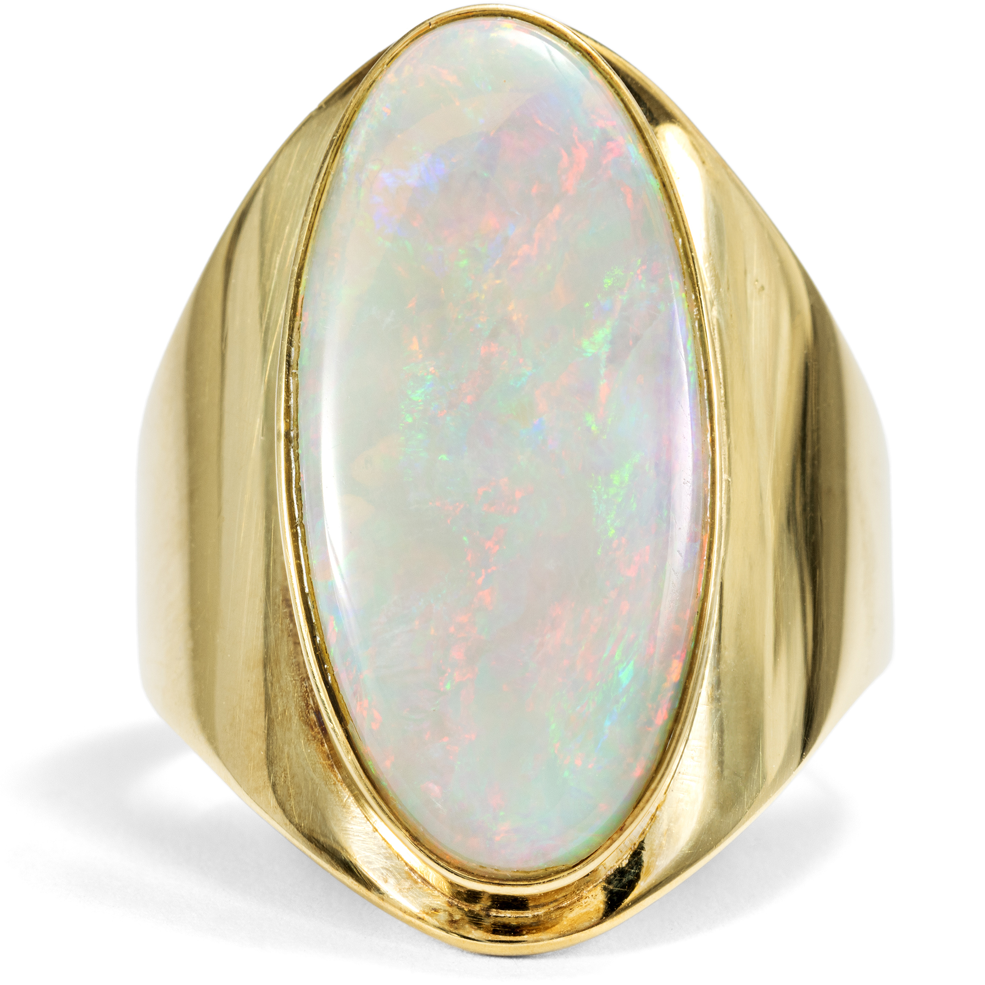 Impressive Large Vintage Gold Ring with Australian Opal, c. 1970