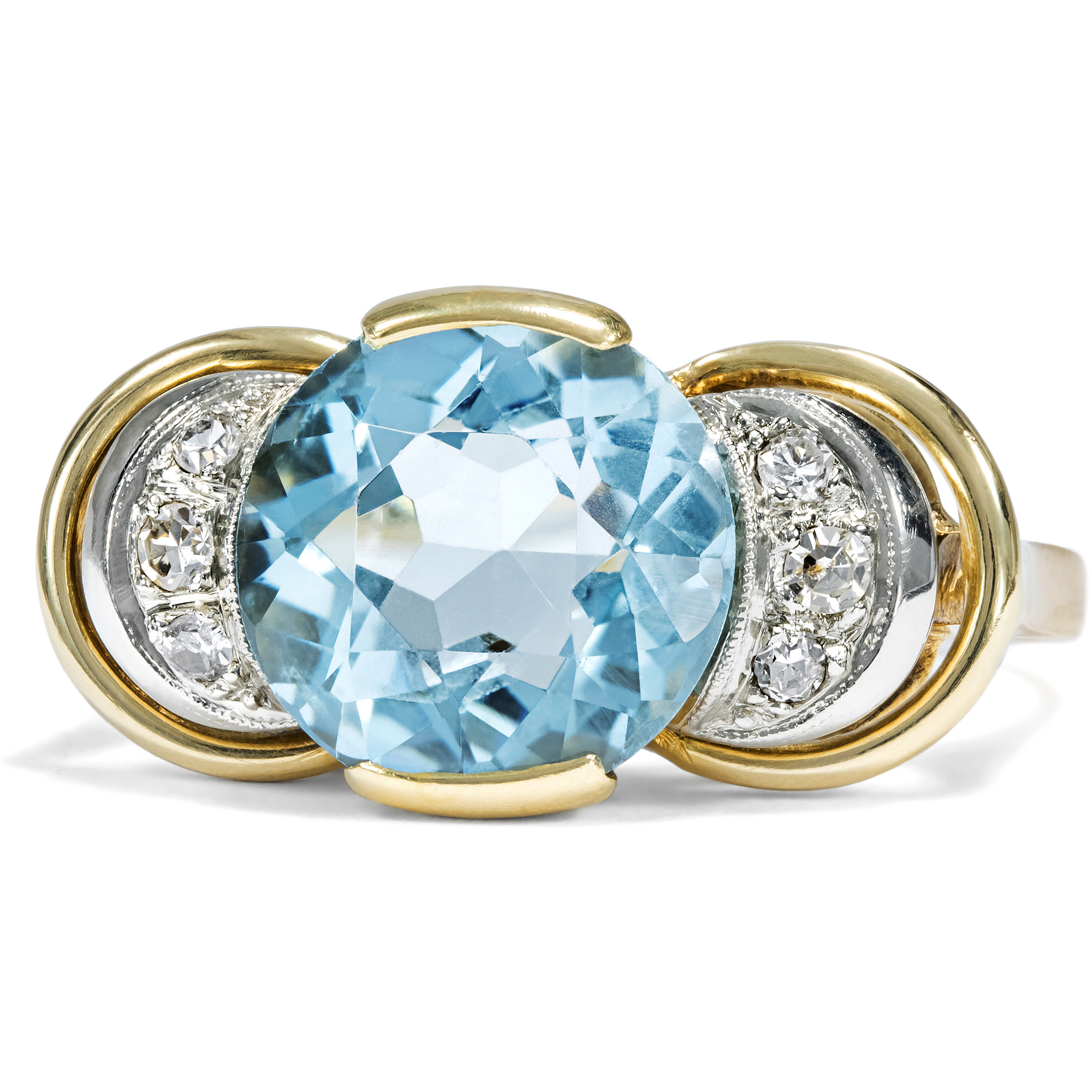 Ungewöhnlicher Aquamarin- & Diamantring im „Retro Style“, um 1935 Ungewöhnlicher Aquamarin- & Diamantring im „Retro Style“, um 1935