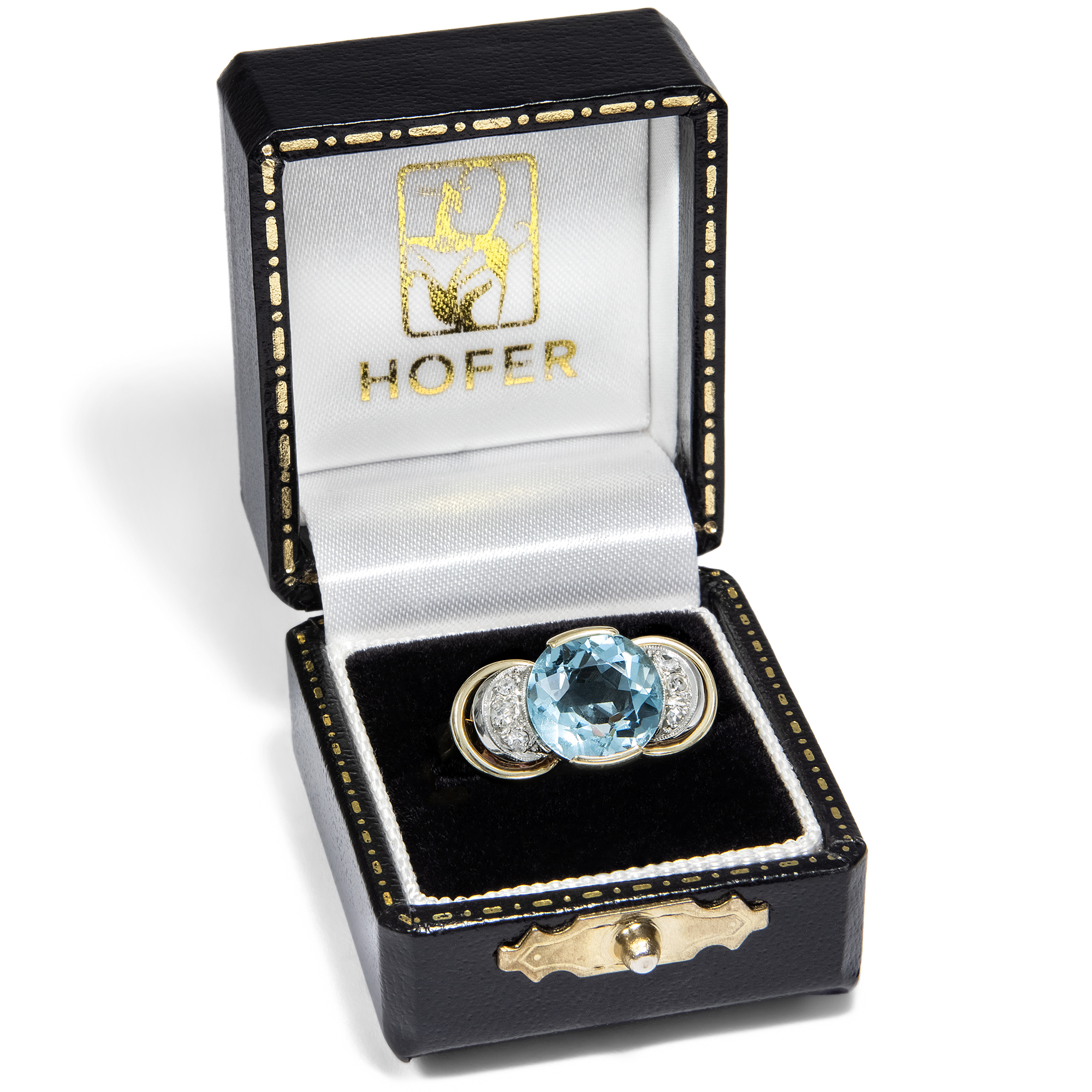 Ungewöhnlicher Aquamarin- & Diamantring im „Retro Style“, um 1935 Ungewöhnlicher Aquamarin- & Diamantring im „Retro Style“, um 1935