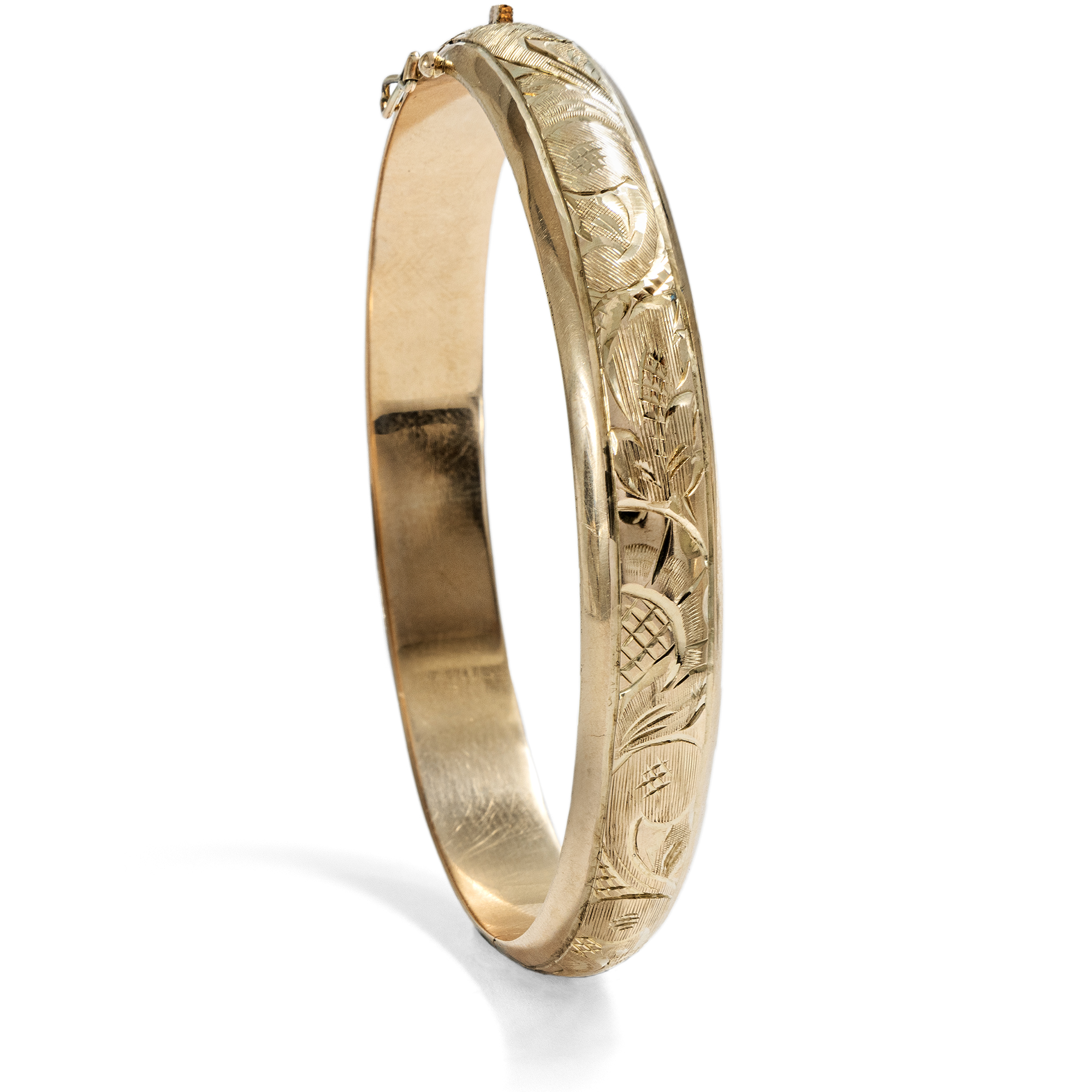 Elegant Gold Bangle with Engravings, Germany c. 1955