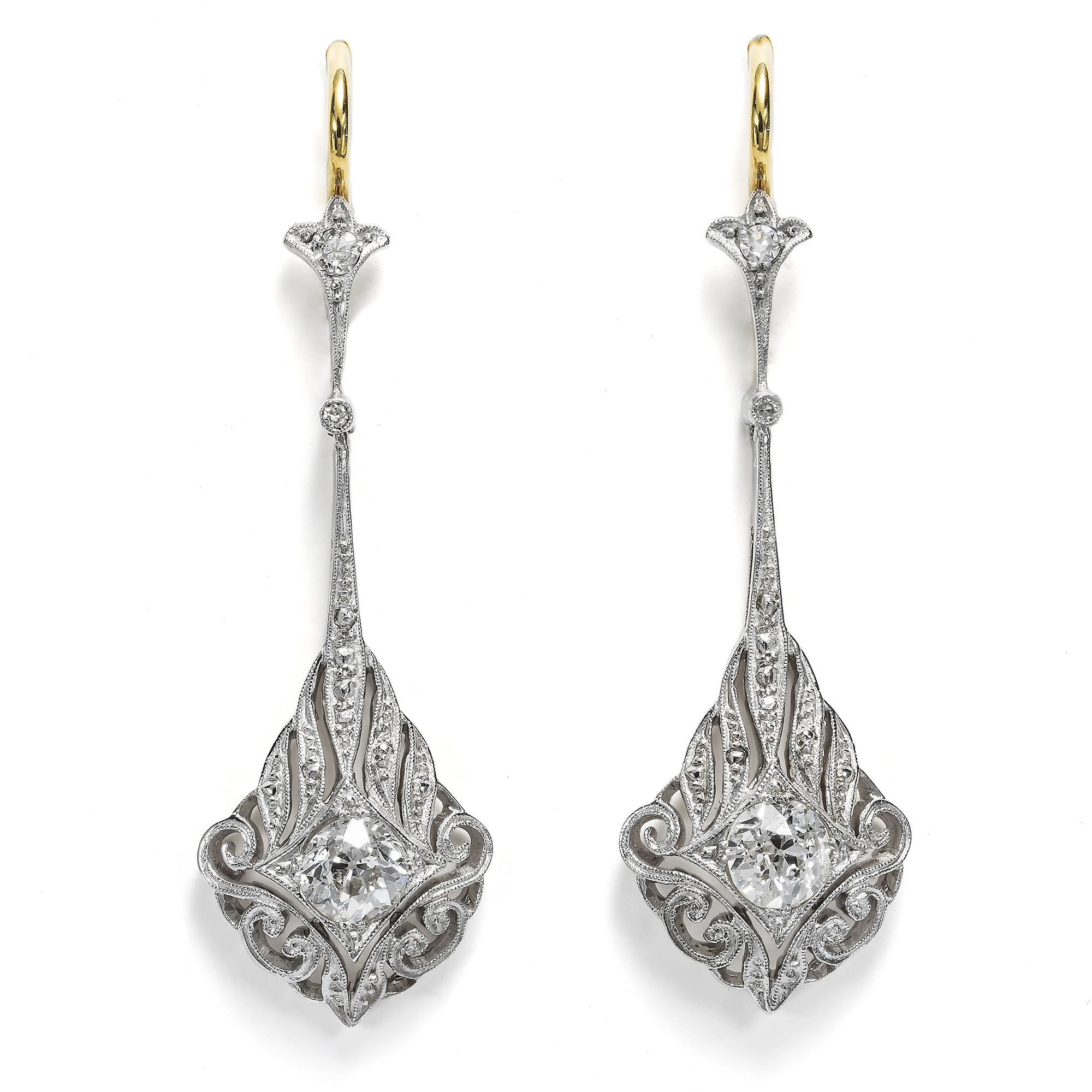 Large diamond earrings in Art Deco style from our workshop