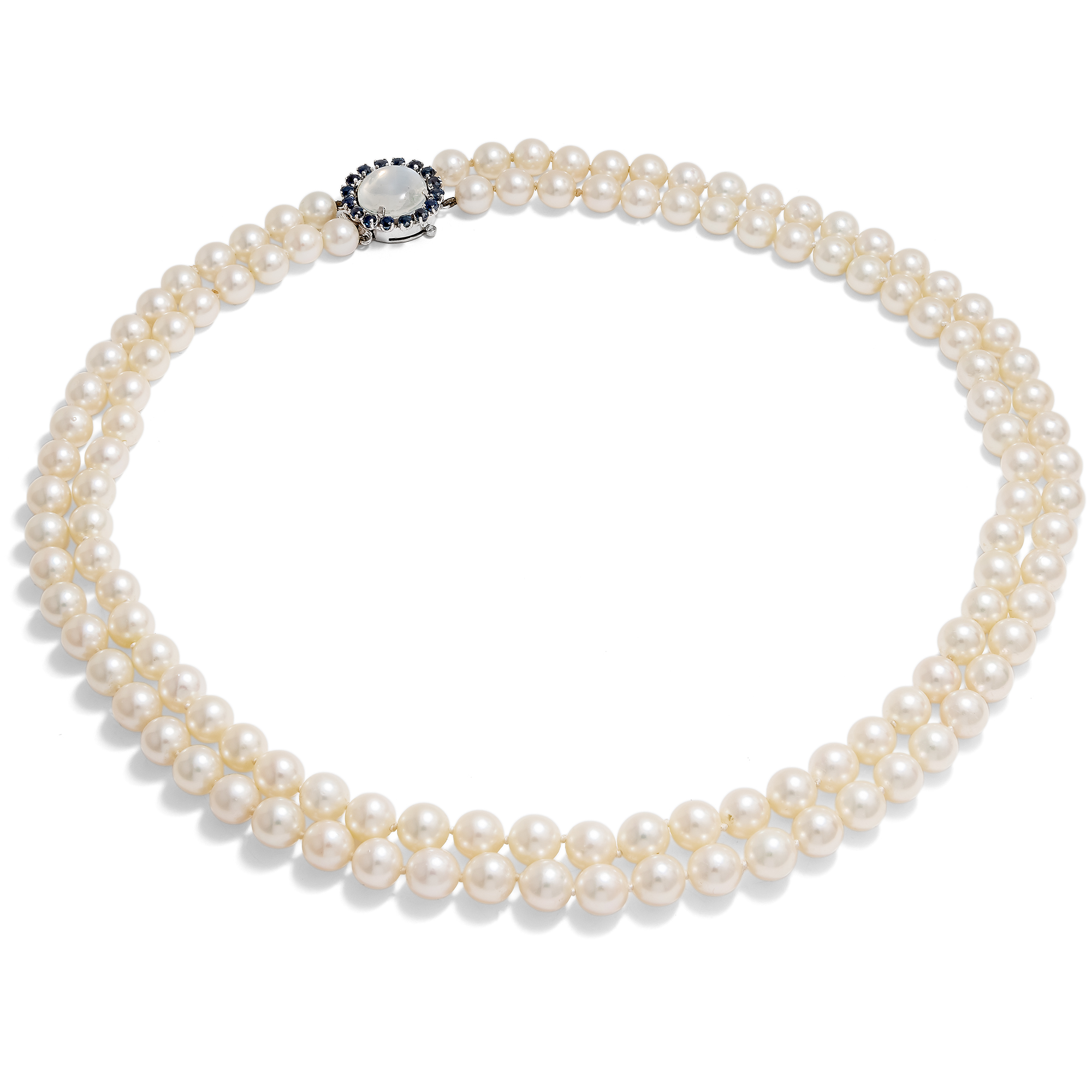 Vintage Collier aus zwei Reihen Akoyaperlen von Mikimoto, Wiesbaden 1971