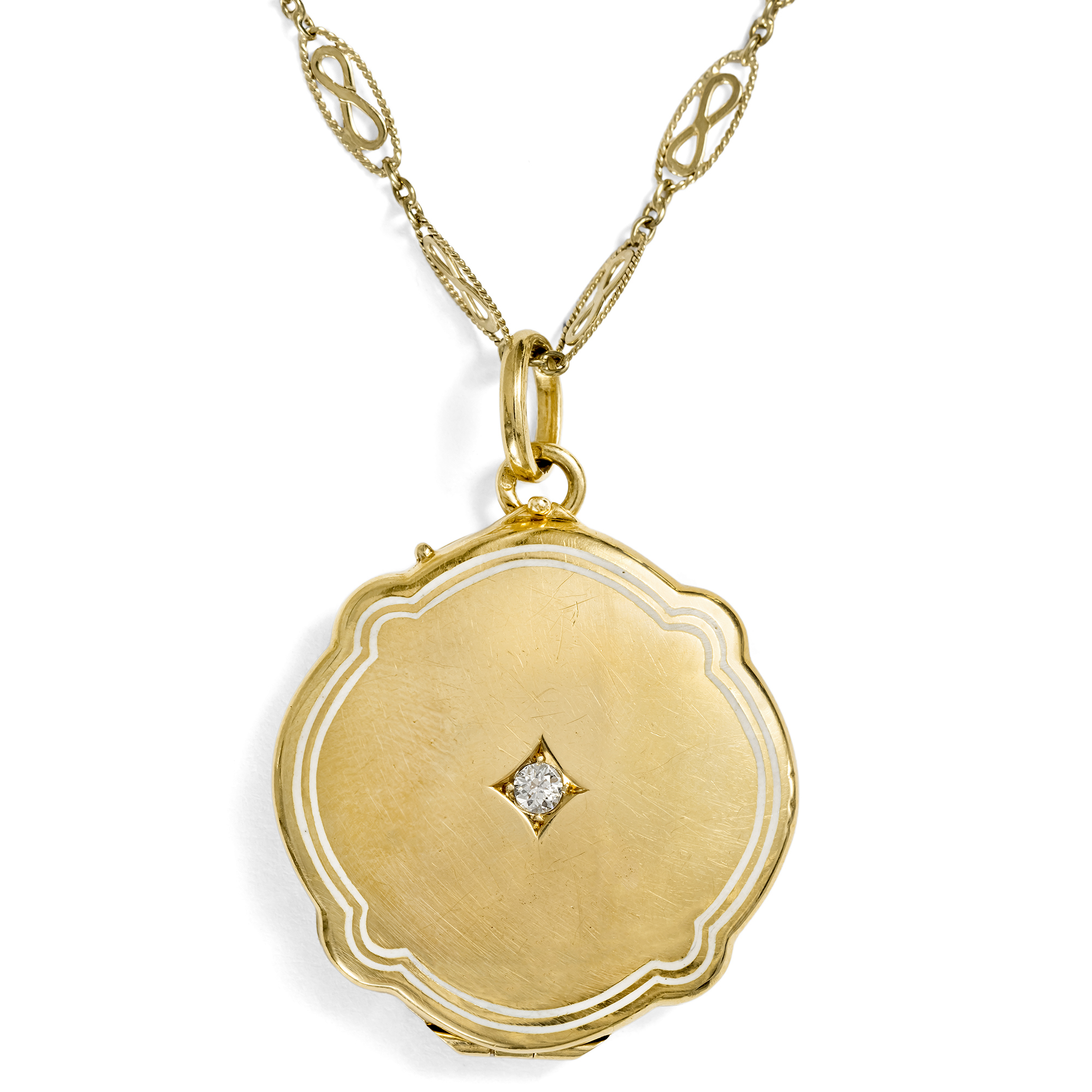 Antikes Medaillon aus Gold mit Diamant & Email, um 1905 Antikes Medaillon aus Gold mit Diamant & Email, um 1905