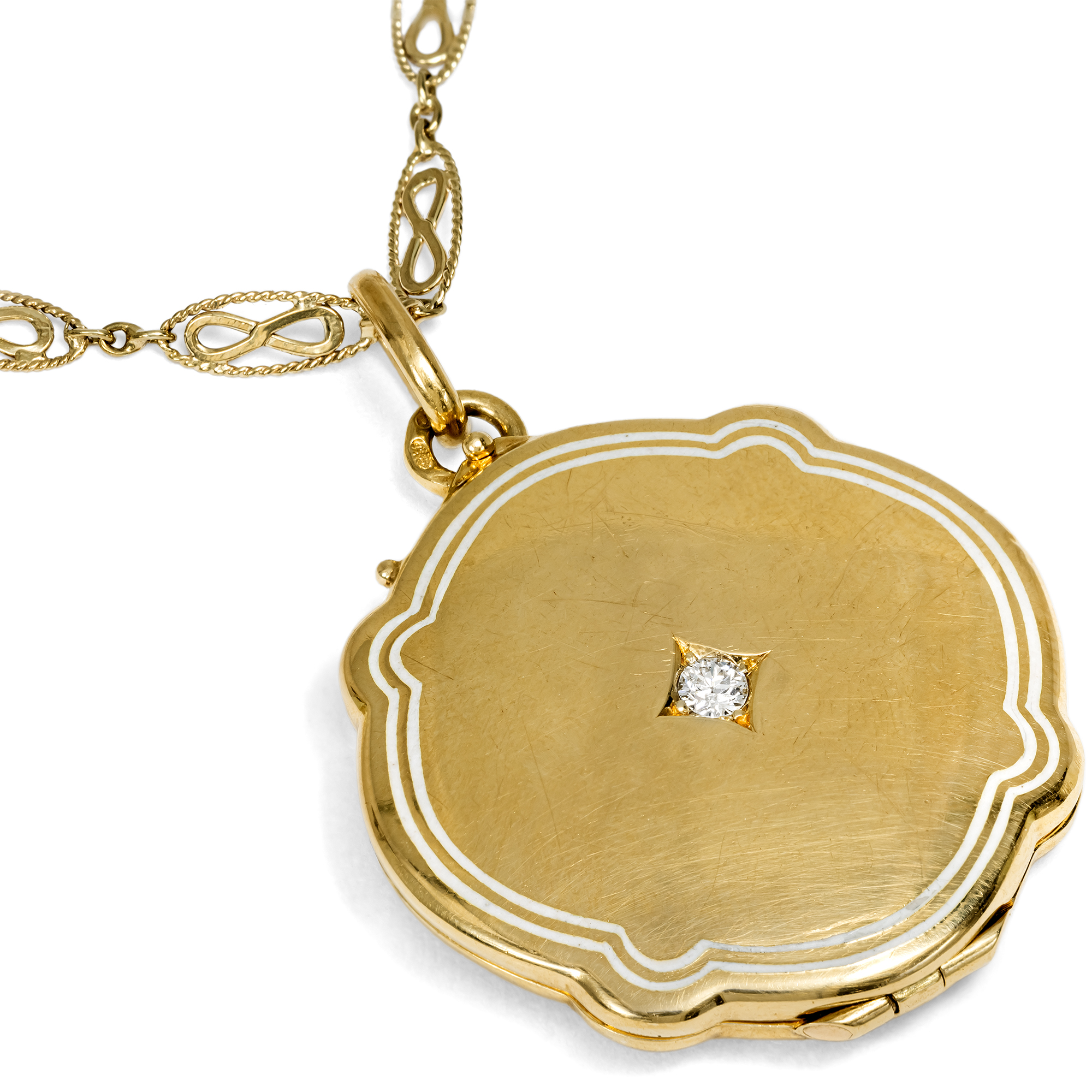 Antikes Medaillon aus Gold mit Diamant & Email, um 1905 Antikes Medaillon aus Gold mit Diamant & Email, um 1905