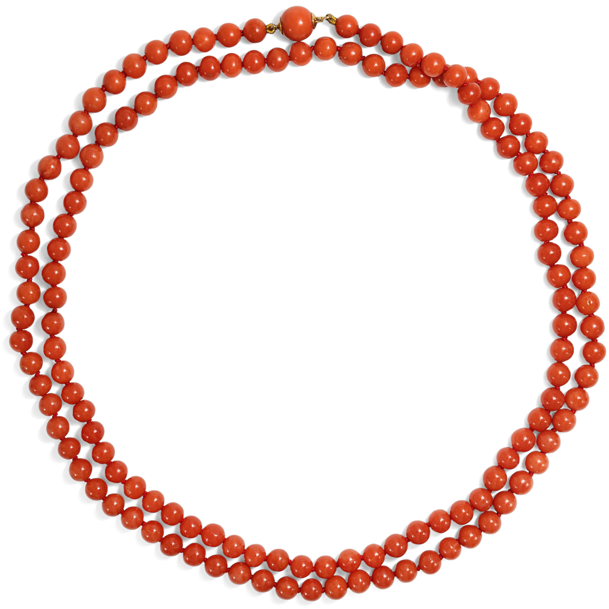 Long Vintage Necklace Made of Red Mediterranean Coral, c. 1965