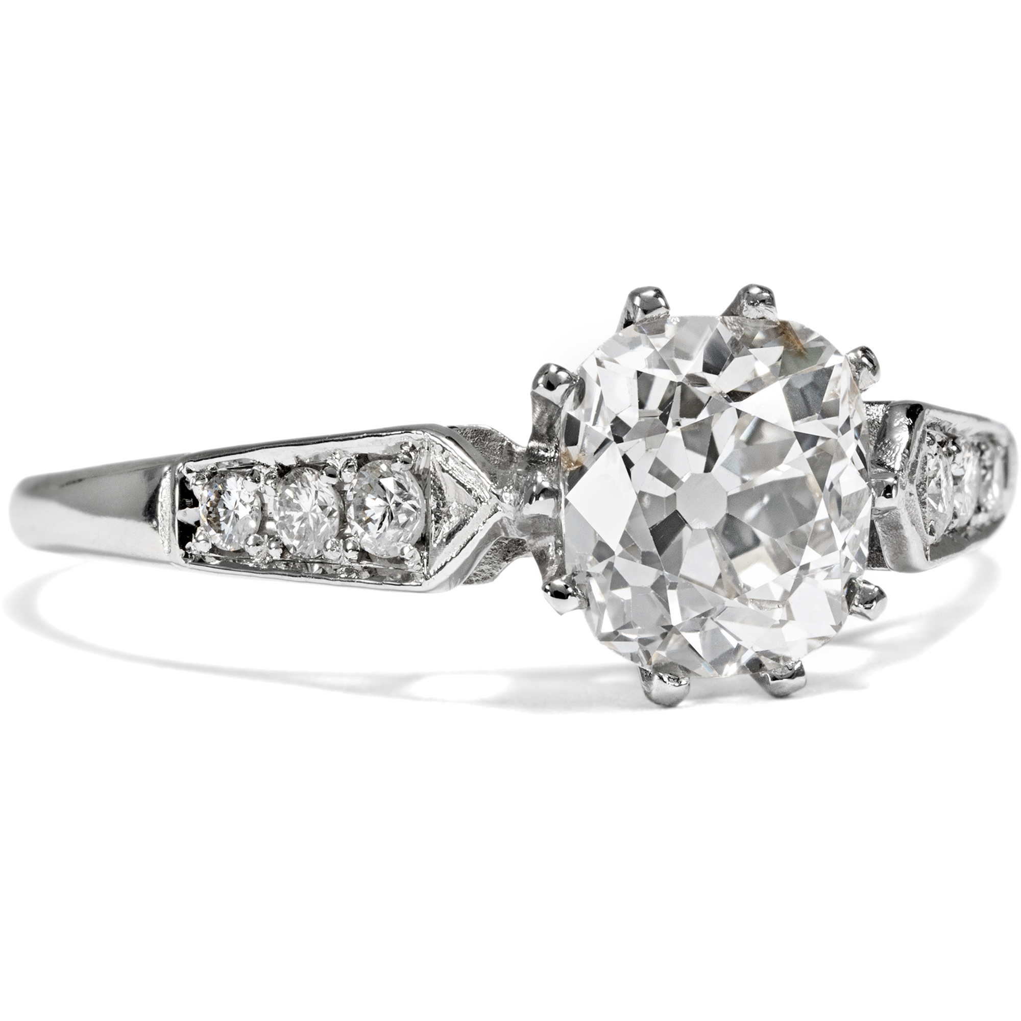 New Platinum Ring from our Workshop with Antique 1.40 ct Old Cut Diamond