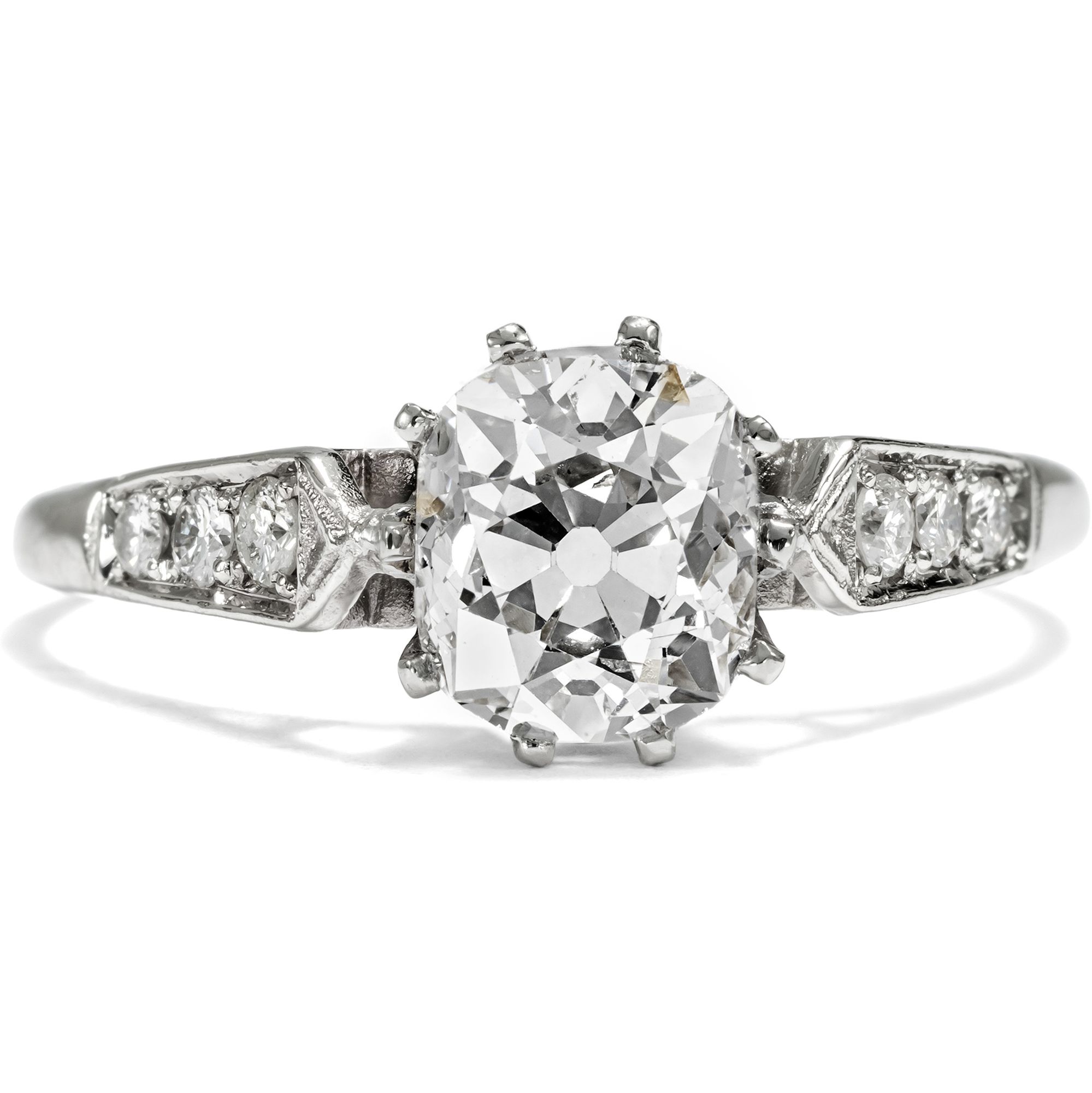 New Platinum Ring from our Workshop with Antique 1.40 ct Old Cut Diamond