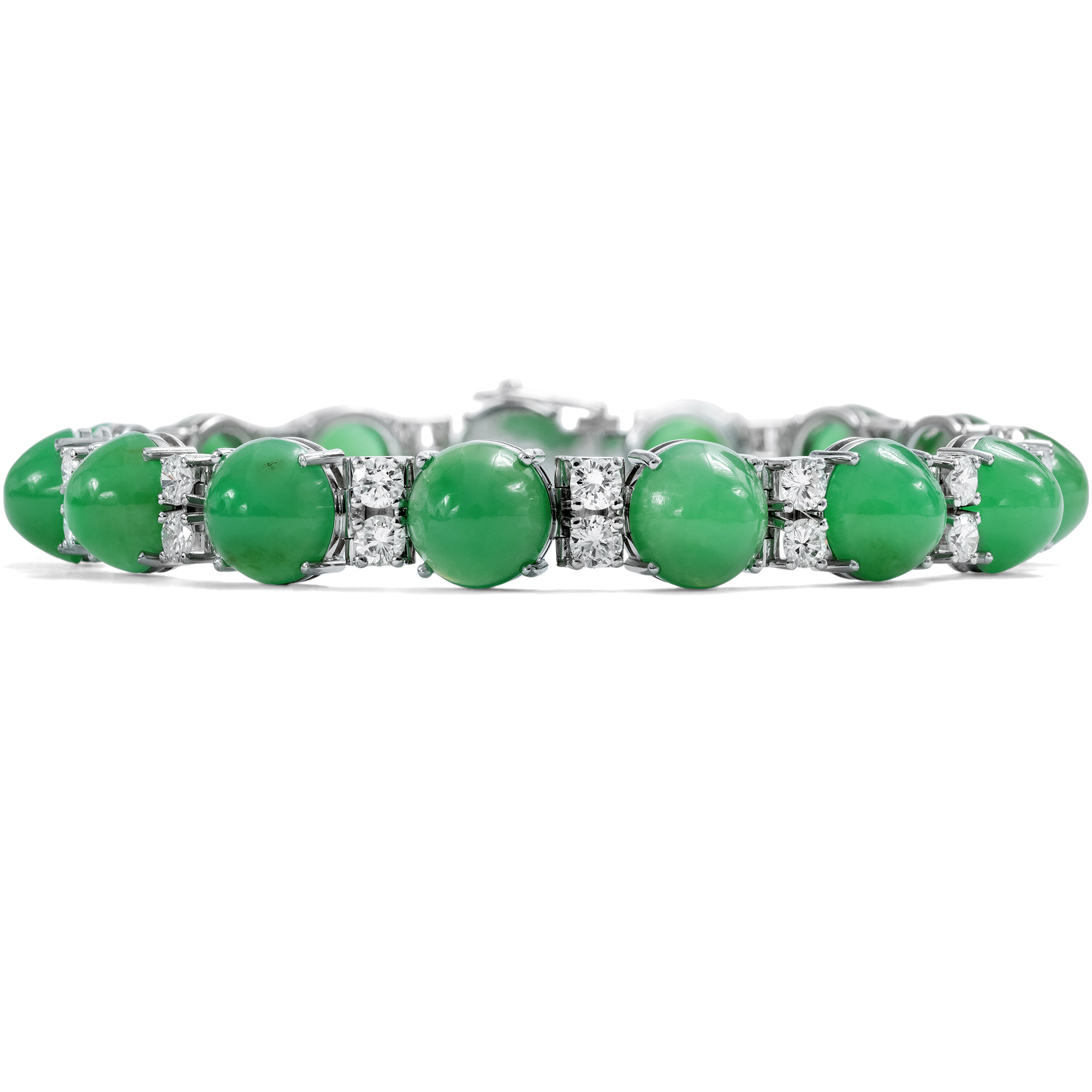 Luxurious Vintage Bracelet with Chrysoprases and Diamonds, c. 1980