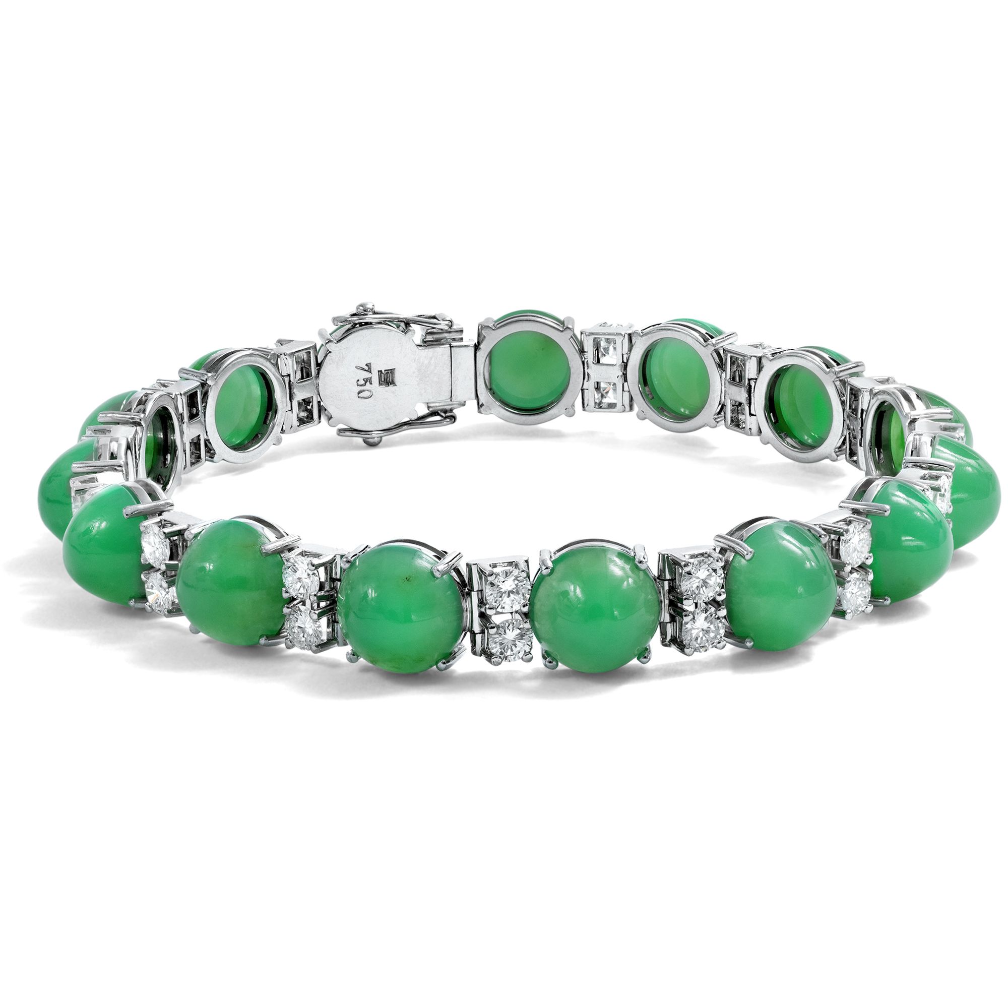 Luxurious Vintage Bracelet with Chrysoprases and Diamonds, c. 1980