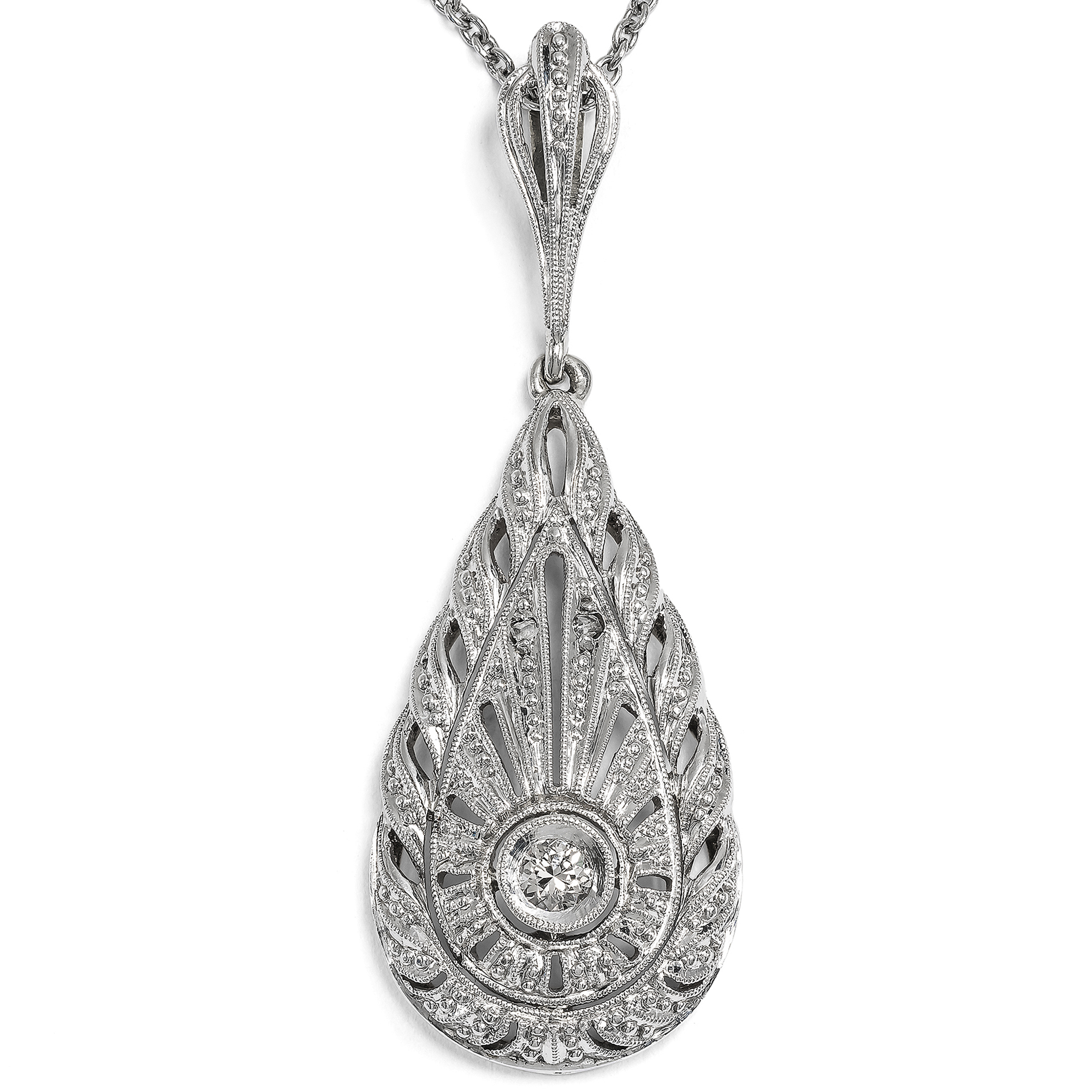 Elegant Art Déco Pendant with Diamonds in White Gold, after 1936