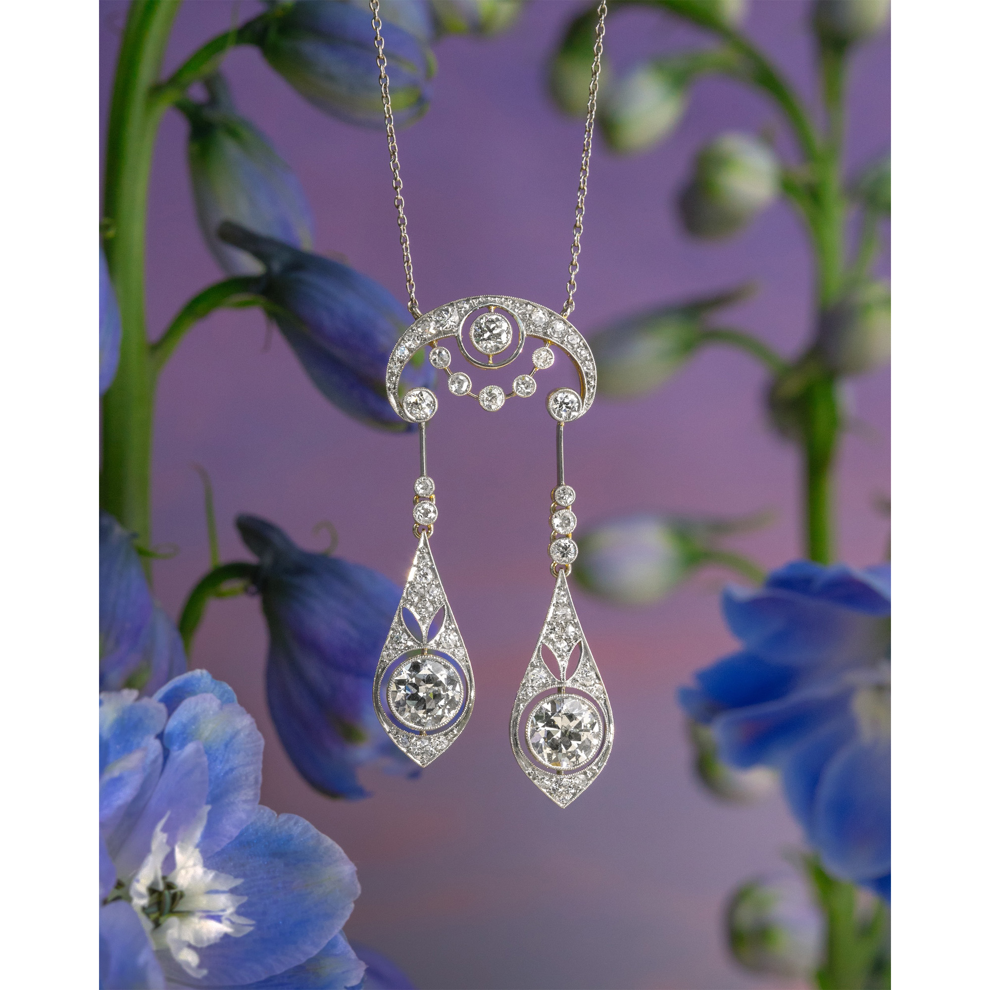 Exquisites Negligé-Collier mit 3,20 ct Diamanten, um 1915 Exquisites Negligé-Collier mit 3,20 ct Diamanten, um 1915