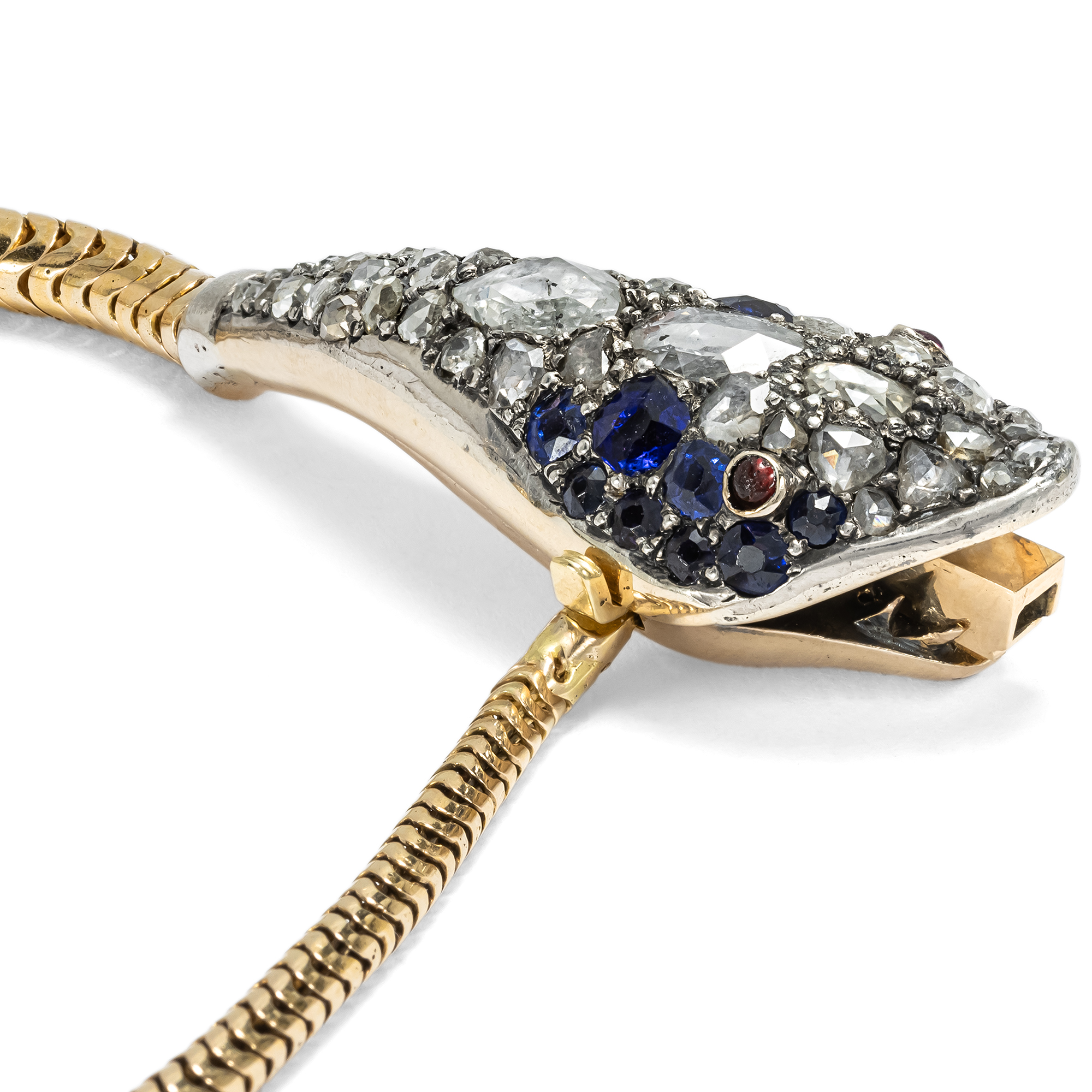 Antikes Schlangen-Collier aus Gold mit Diamanten, England um 1850 Antikes Schlangen-Collier aus Gold mit Diamanten, England um 1850