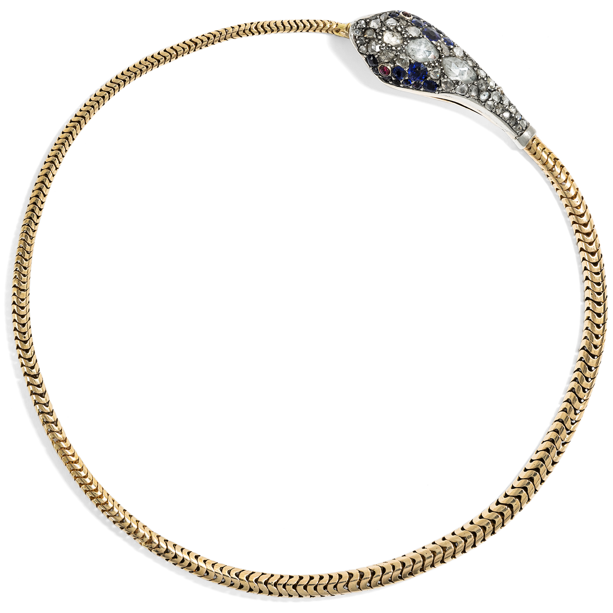 Antikes Schlangen-Collier aus Gold mit Diamanten, England um 1850 Antikes Schlangen-Collier aus Gold mit Diamanten, England um 1850