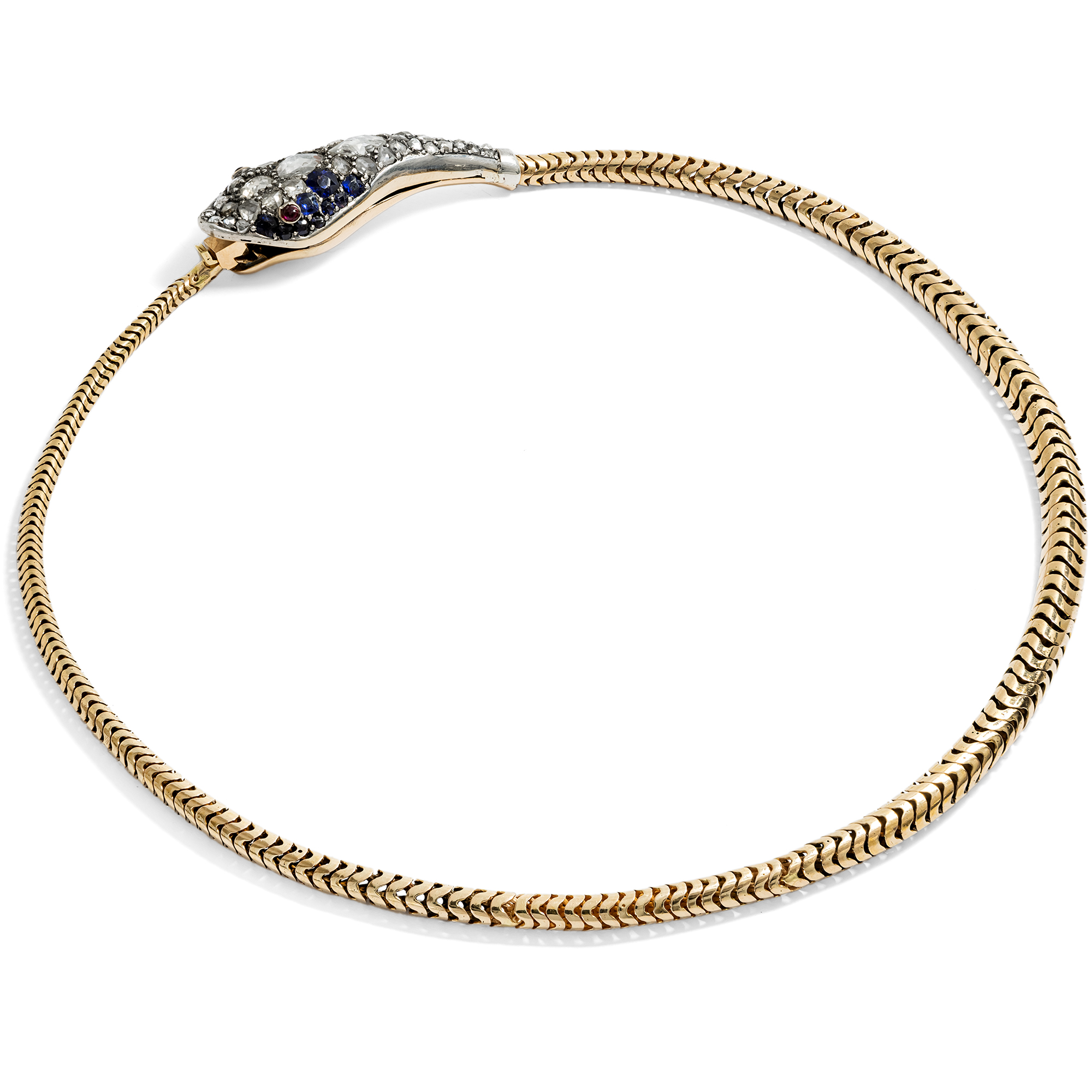 Antikes Schlangen-Collier aus Gold mit Diamanten, England um 1850 Antikes Schlangen-Collier aus Gold mit Diamanten, England um 1850