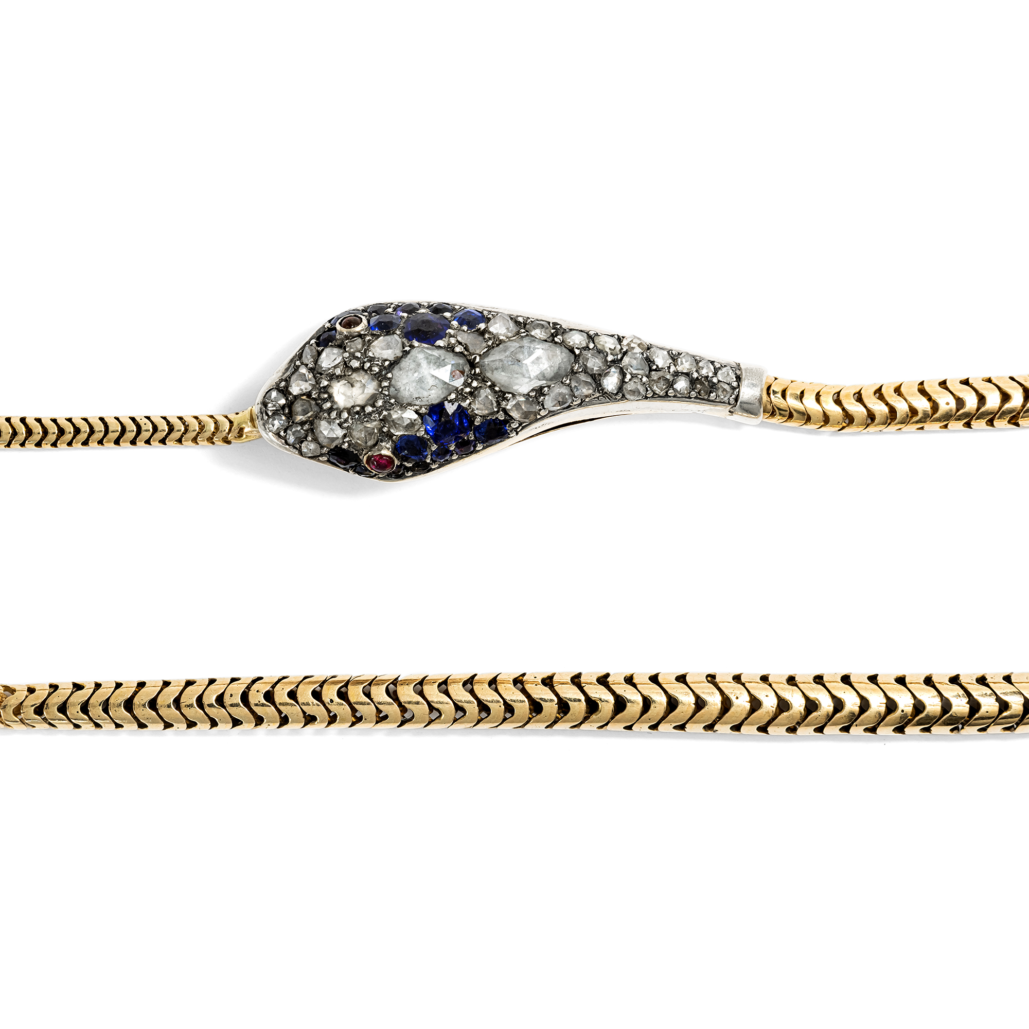 Antikes Schlangen-Collier aus Gold mit Diamanten, England um 1850 Antikes Schlangen-Collier aus Gold mit Diamanten, England um 1850