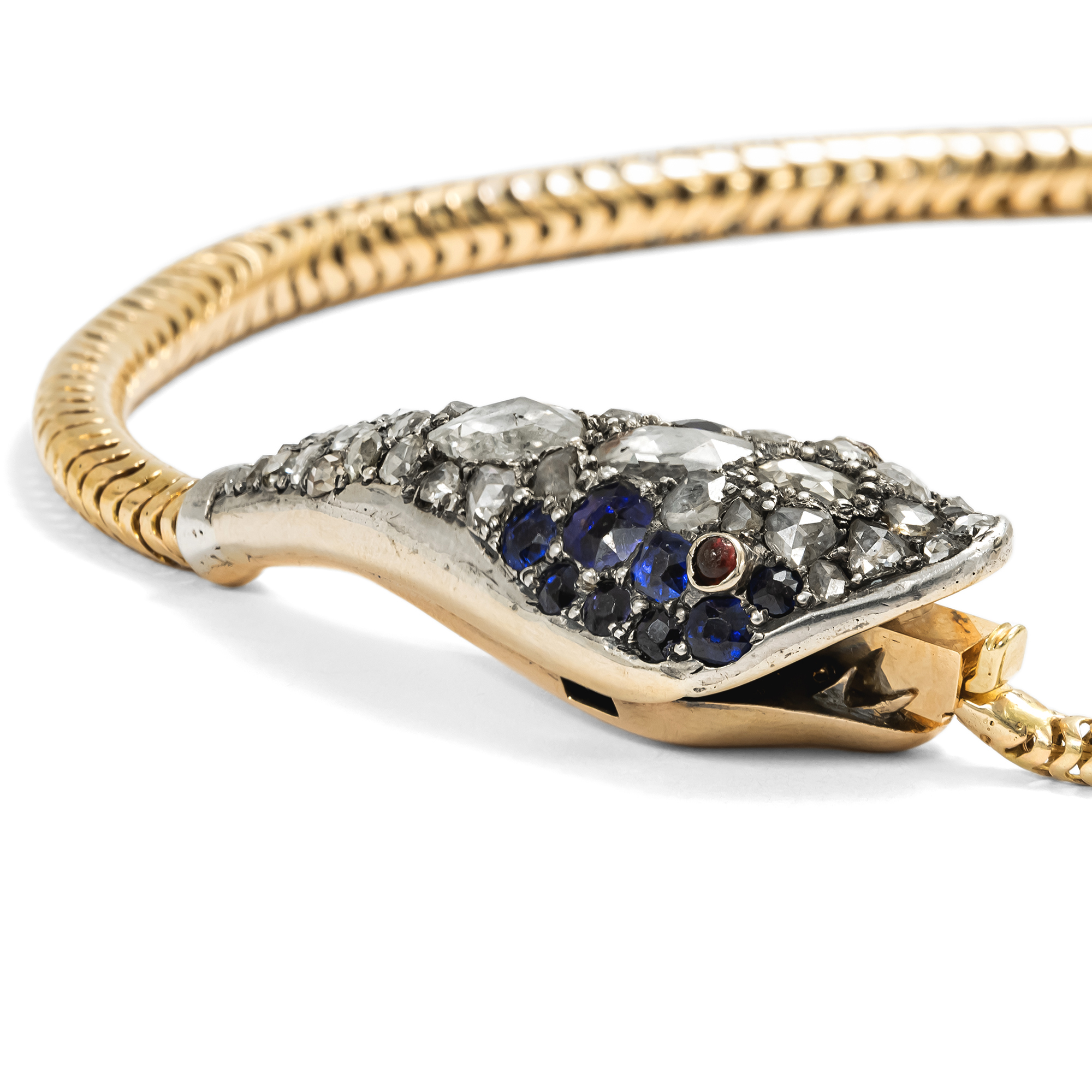 Antikes Schlangen-Collier aus Gold mit Diamanten, England um 1850 Antikes Schlangen-Collier aus Gold mit Diamanten, England um 1850