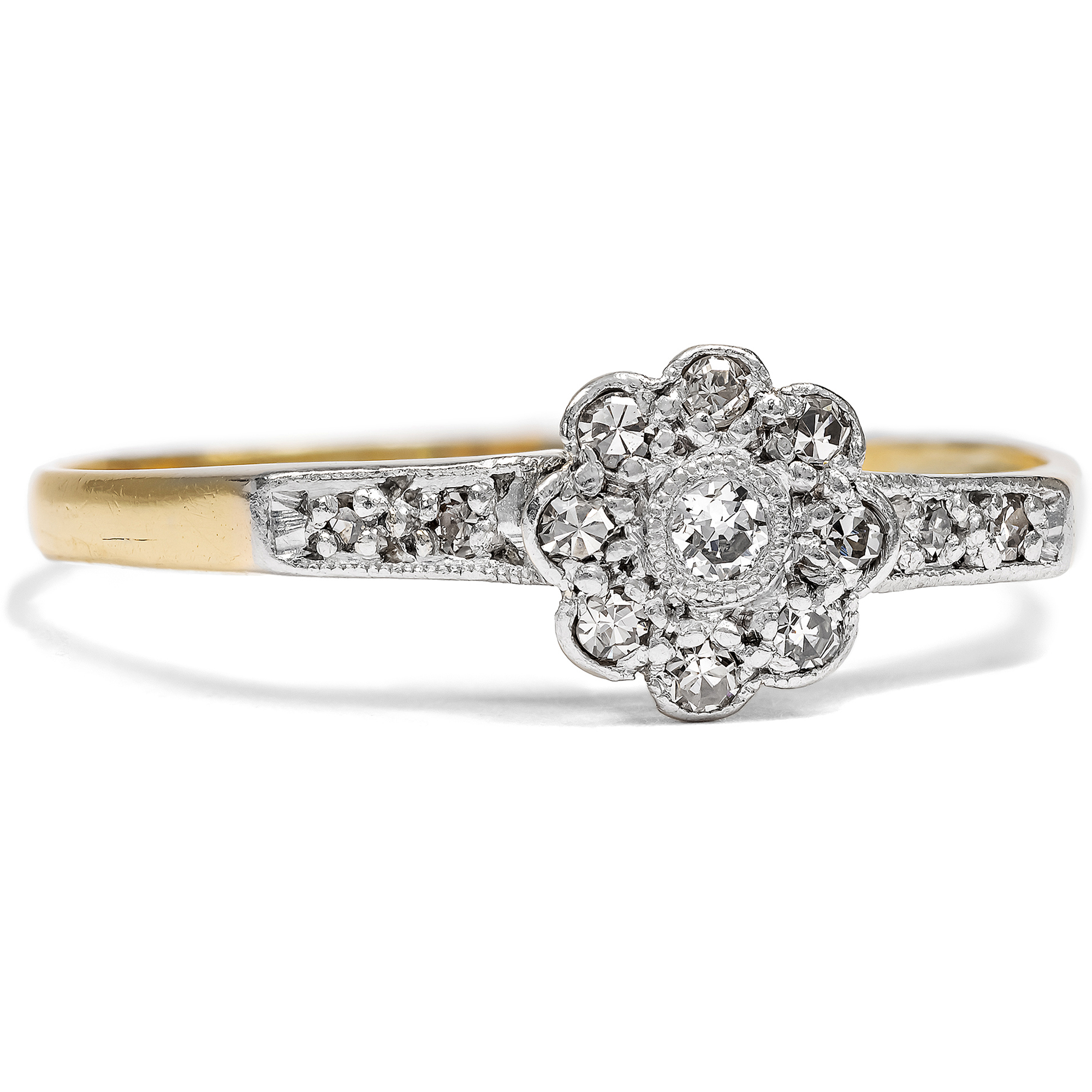 Antique Ring with Diamonds in Gold & Platinum, Birmingham c. 1920