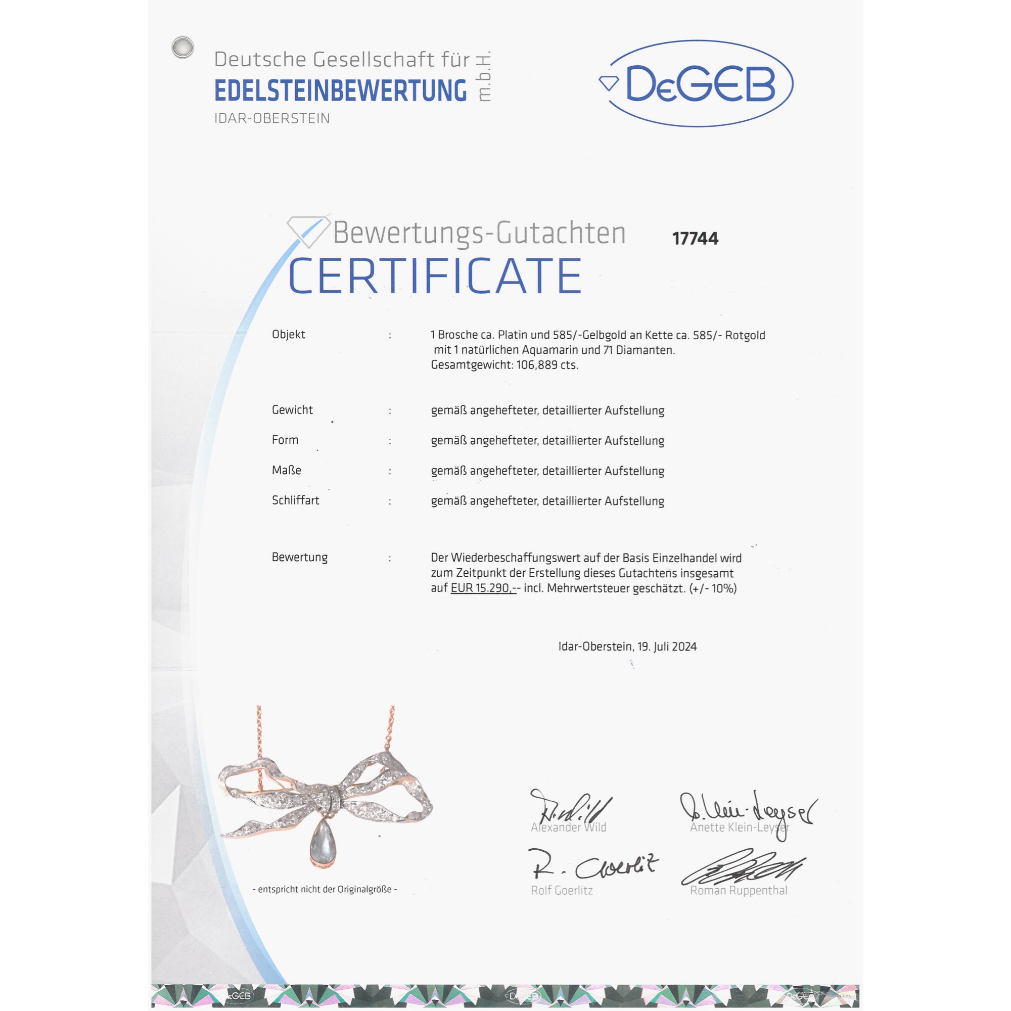 Kostbare Schleife aus Diamanten & Aquamarin als Brosche & Collier, um 1910 Kostbare Schleife aus Diamanten & Aquamarin als Brosche & Collier, um 1910