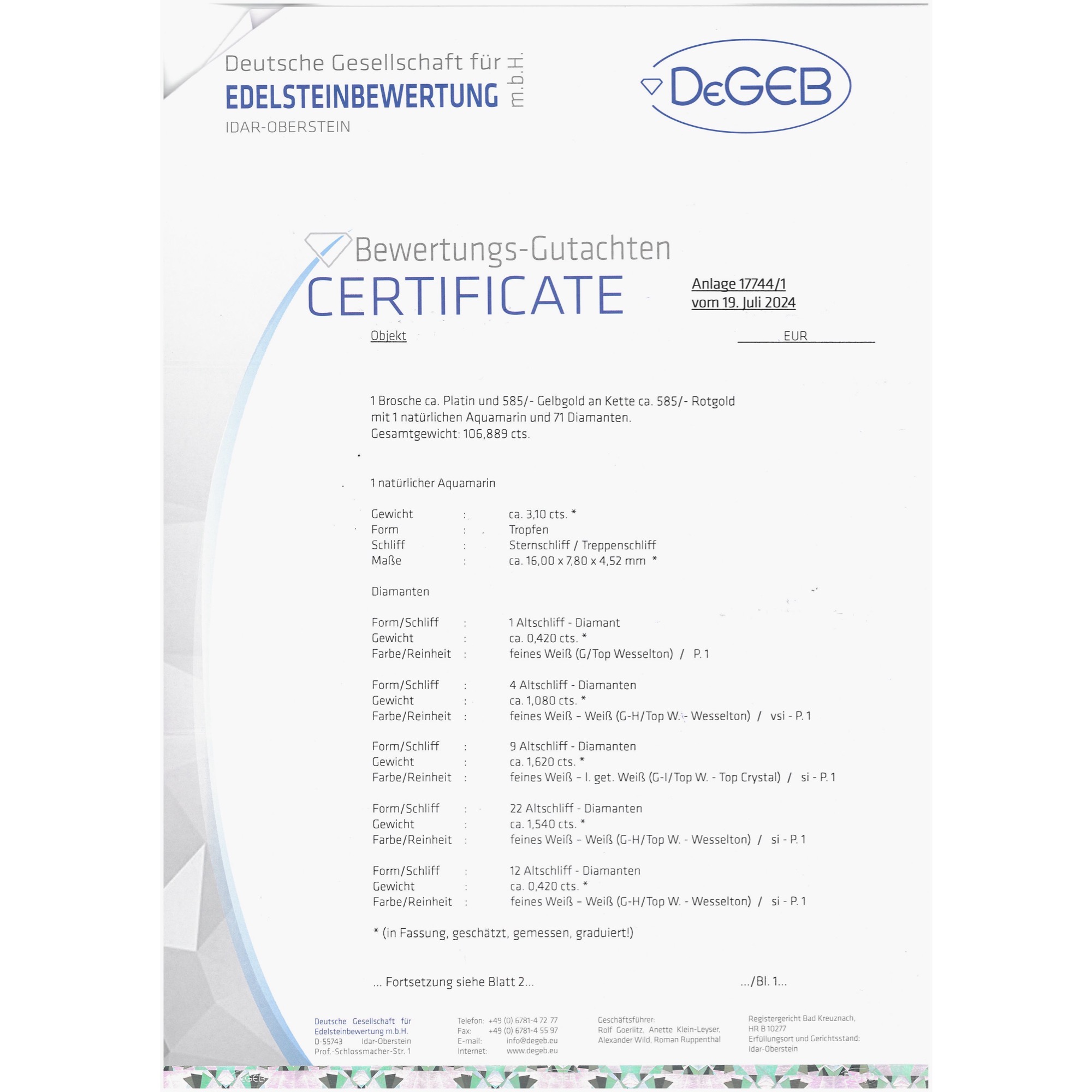 Kostbare Schleife aus Diamanten & Aquamarin als Brosche & Collier, um 1910 Kostbare Schleife aus Diamanten & Aquamarin als Brosche & Collier, um 1910