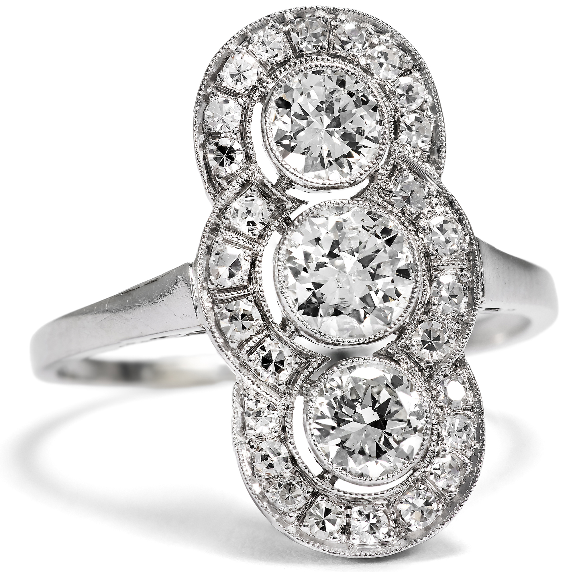 Antique Art Deco Platinum Ring with 1.68 ct Diamonds, c. 1925 Antique Art Deco Platinum Ring with 1.68 ct Diamonds, c. 1925