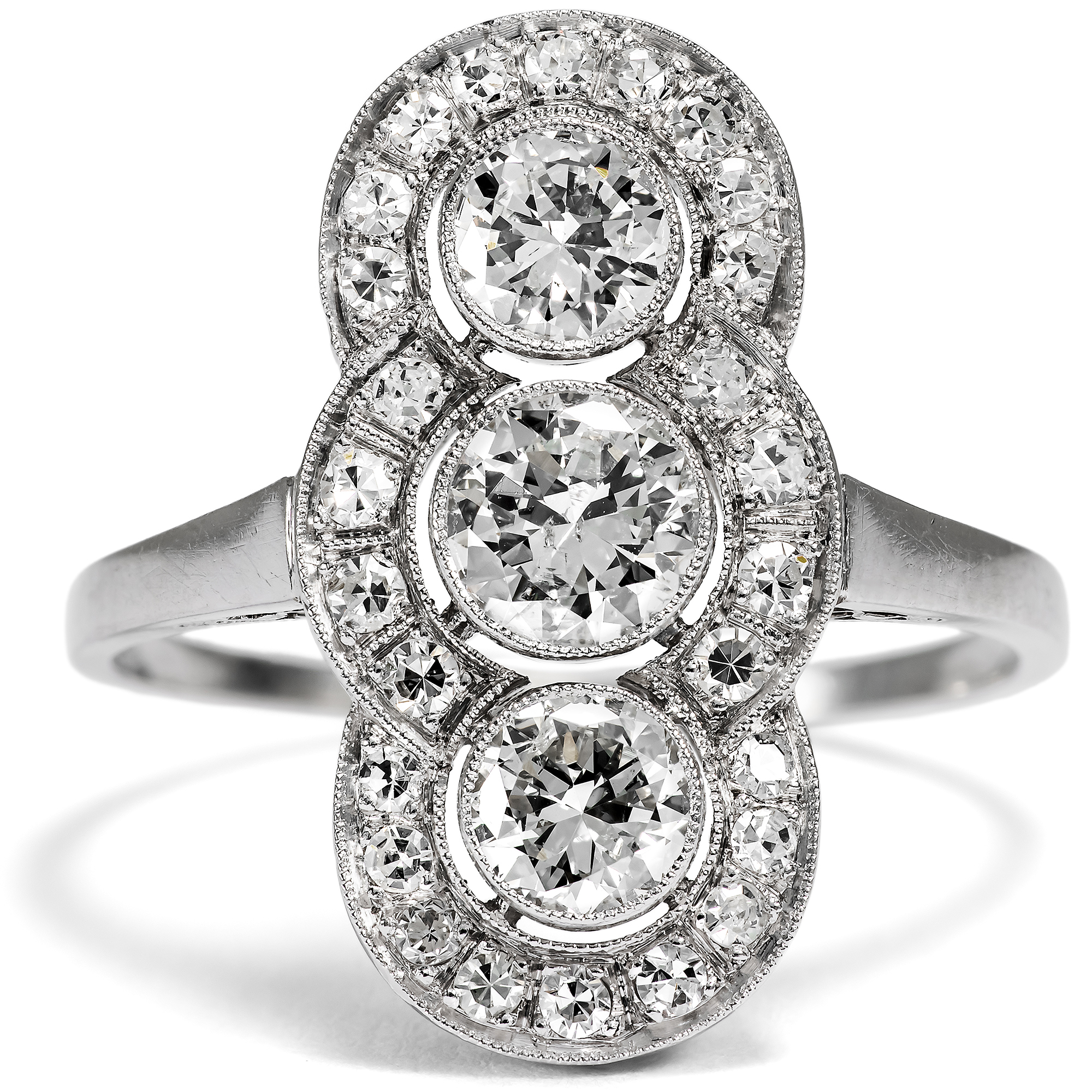 Antique Art Deco Platinum Ring with 1.68 ct Diamonds, c. 1925 Antique Art Deco Platinum Ring with 1.68 ct Diamonds, c. 1925