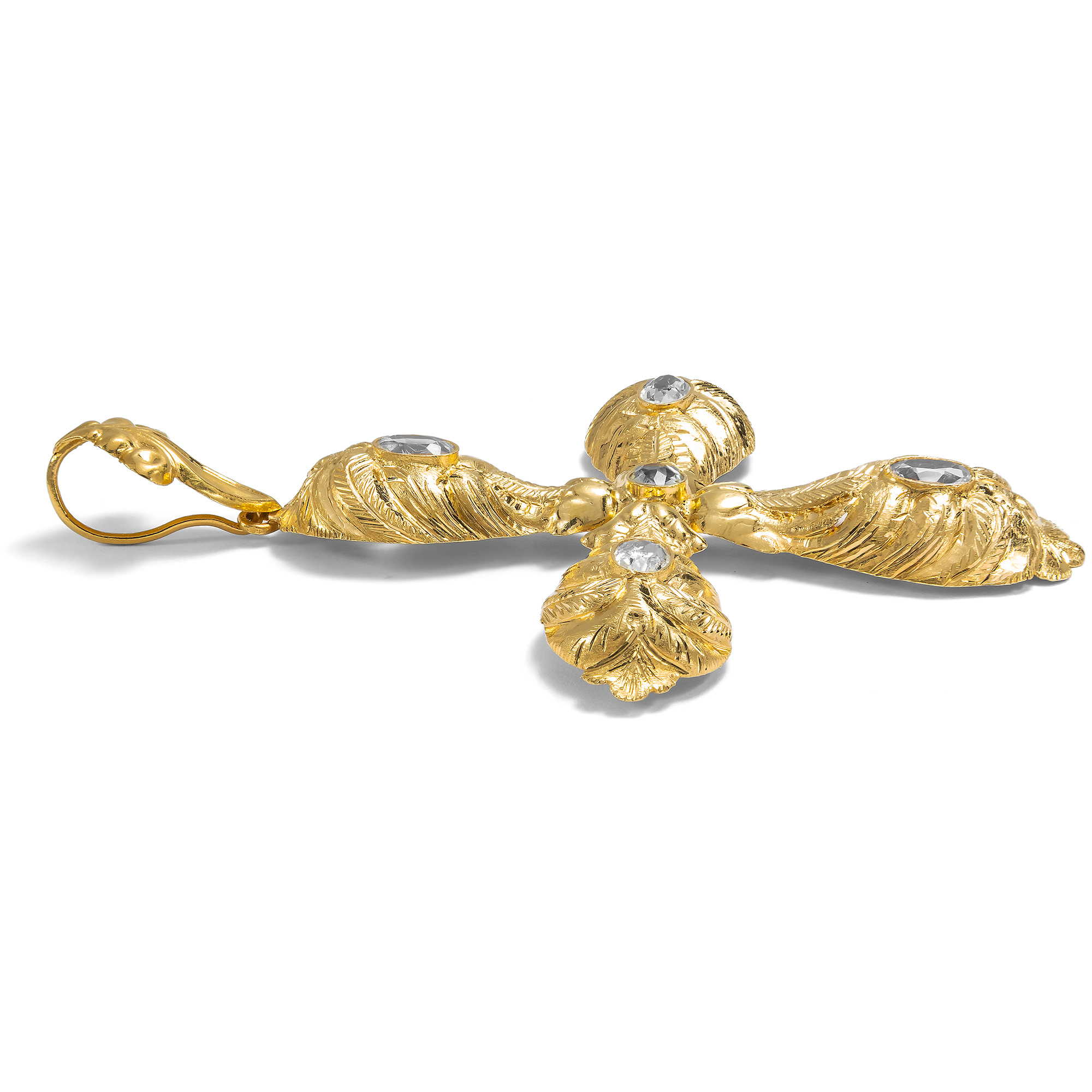 Großes Kreuz als Anhänger mit Aquamarinen in Gold, um 1835 Großes Kreuz als Anhänger mit Aquamarinen in Gold, um 1835