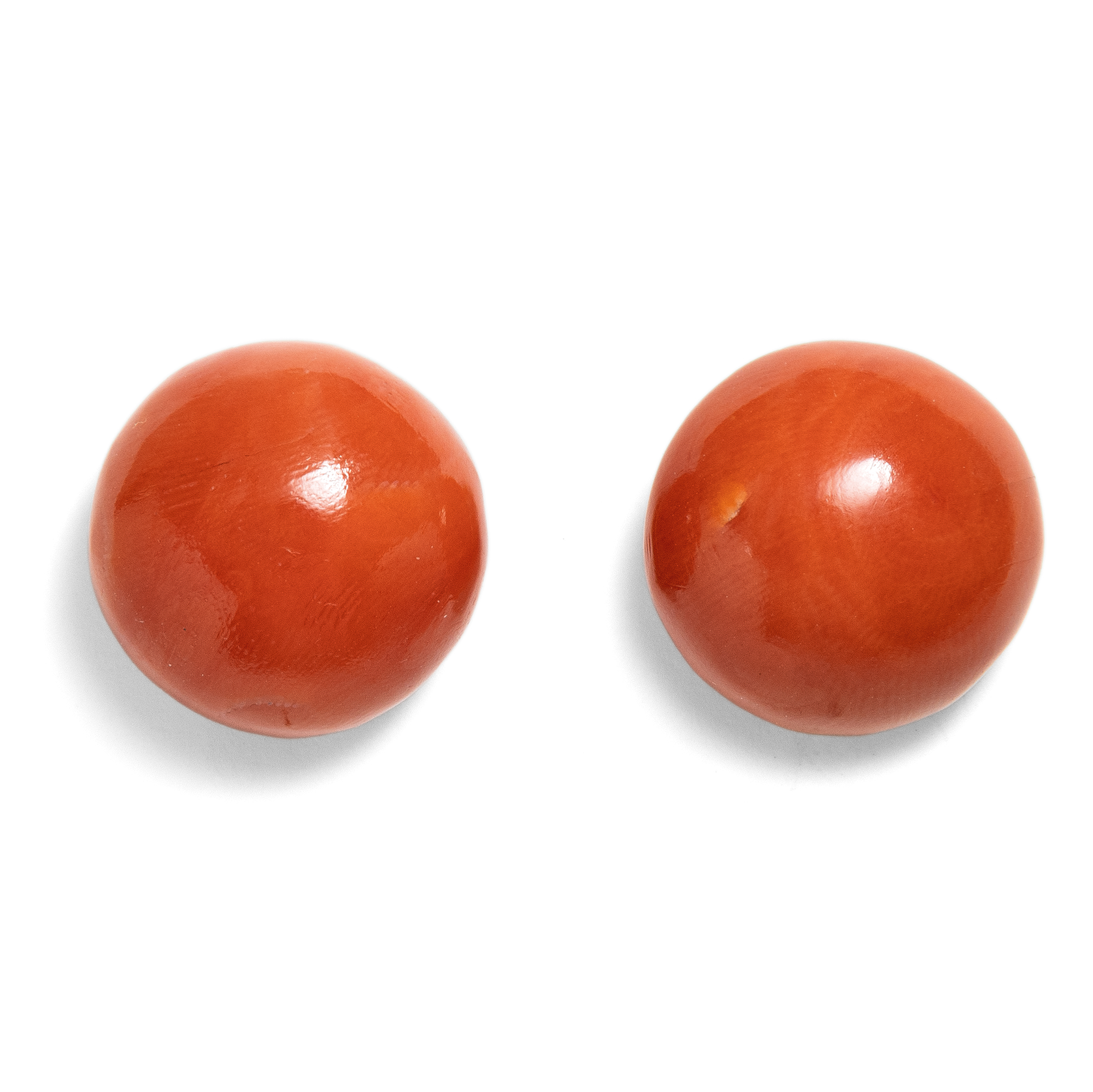 Large Italian coral stud earrings in rose gold, Italy circa 1900