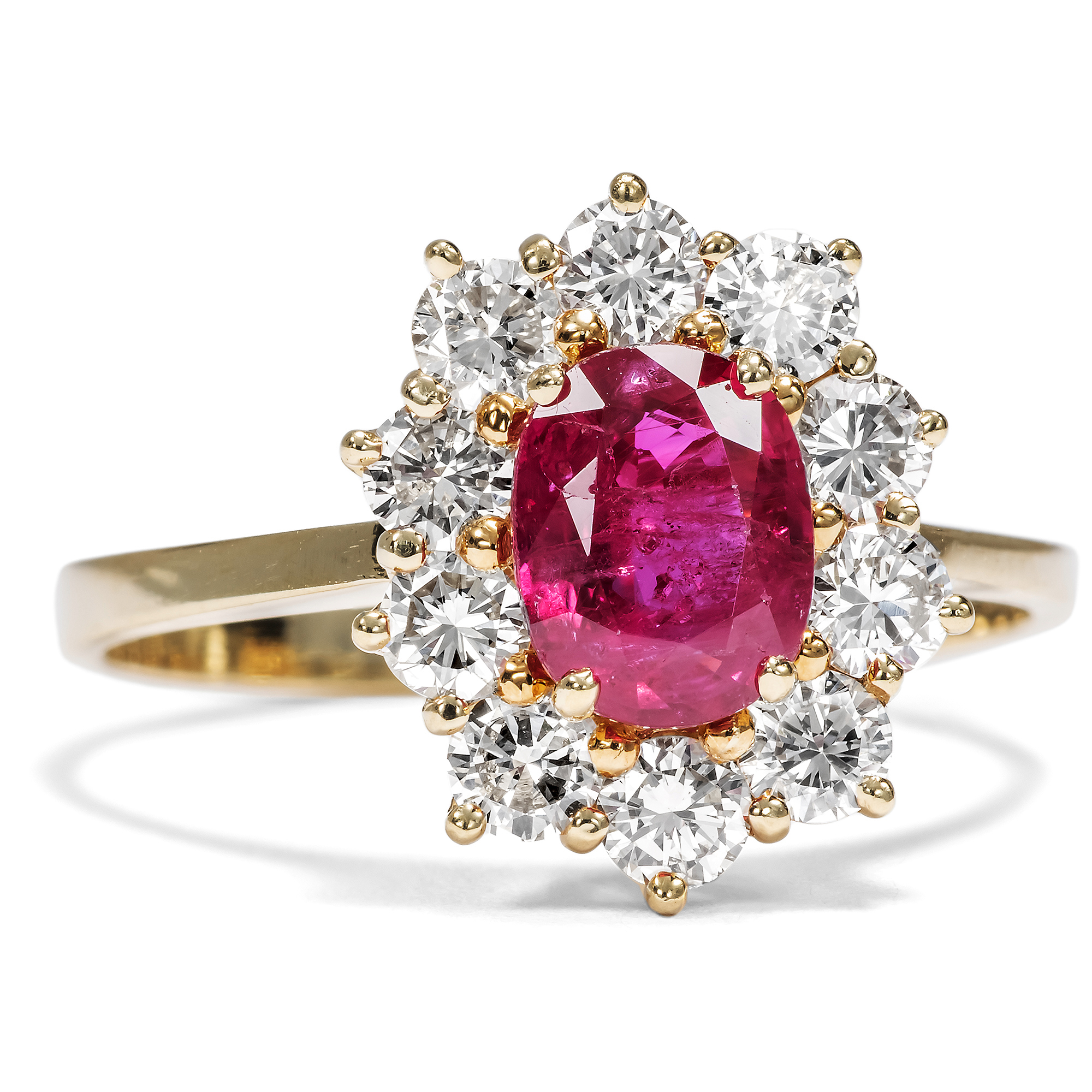 Vintage Ring With Ruby & Diamonds In Gold, Circa 1980