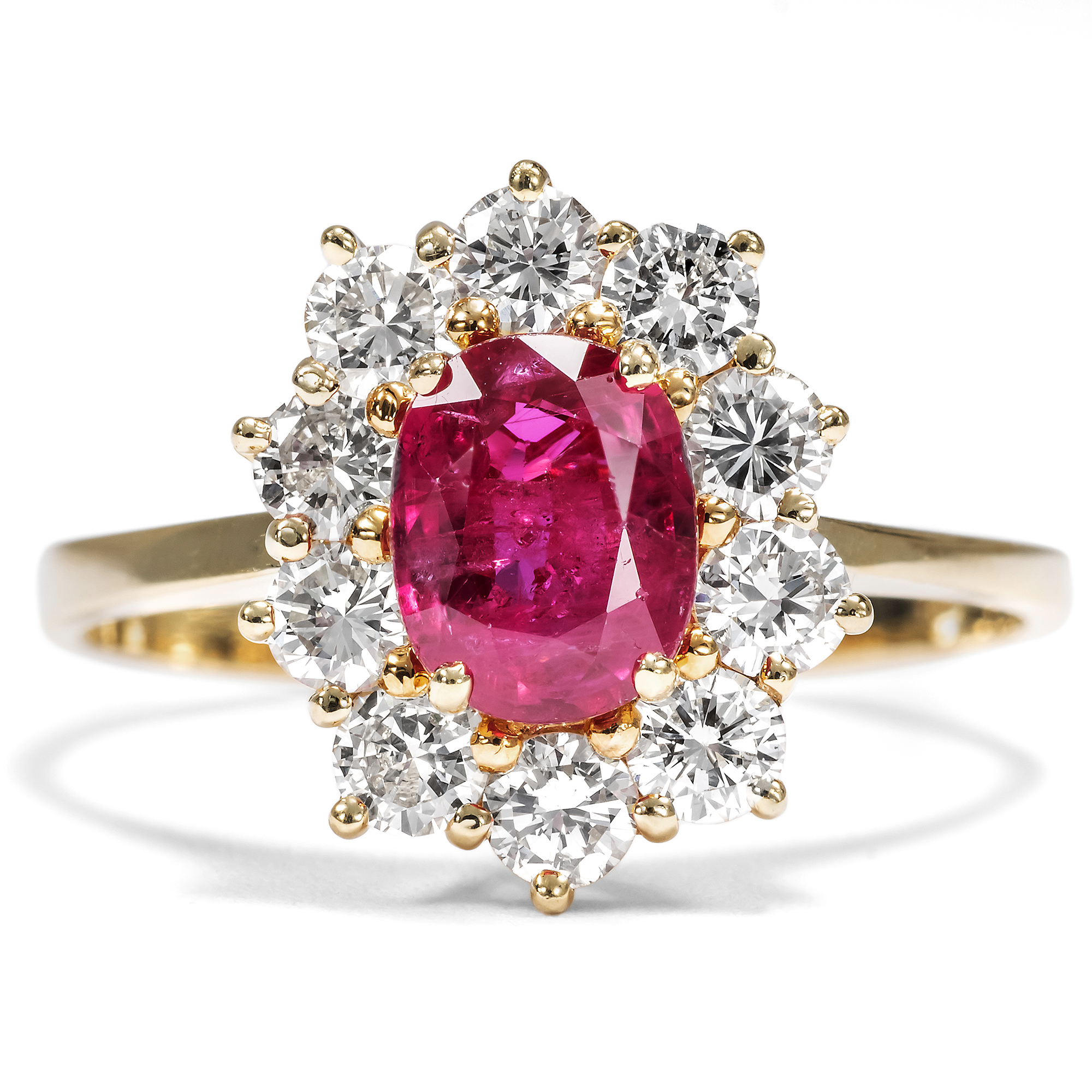 Vintage Ring With Ruby & Diamonds In Gold, Circa 1980