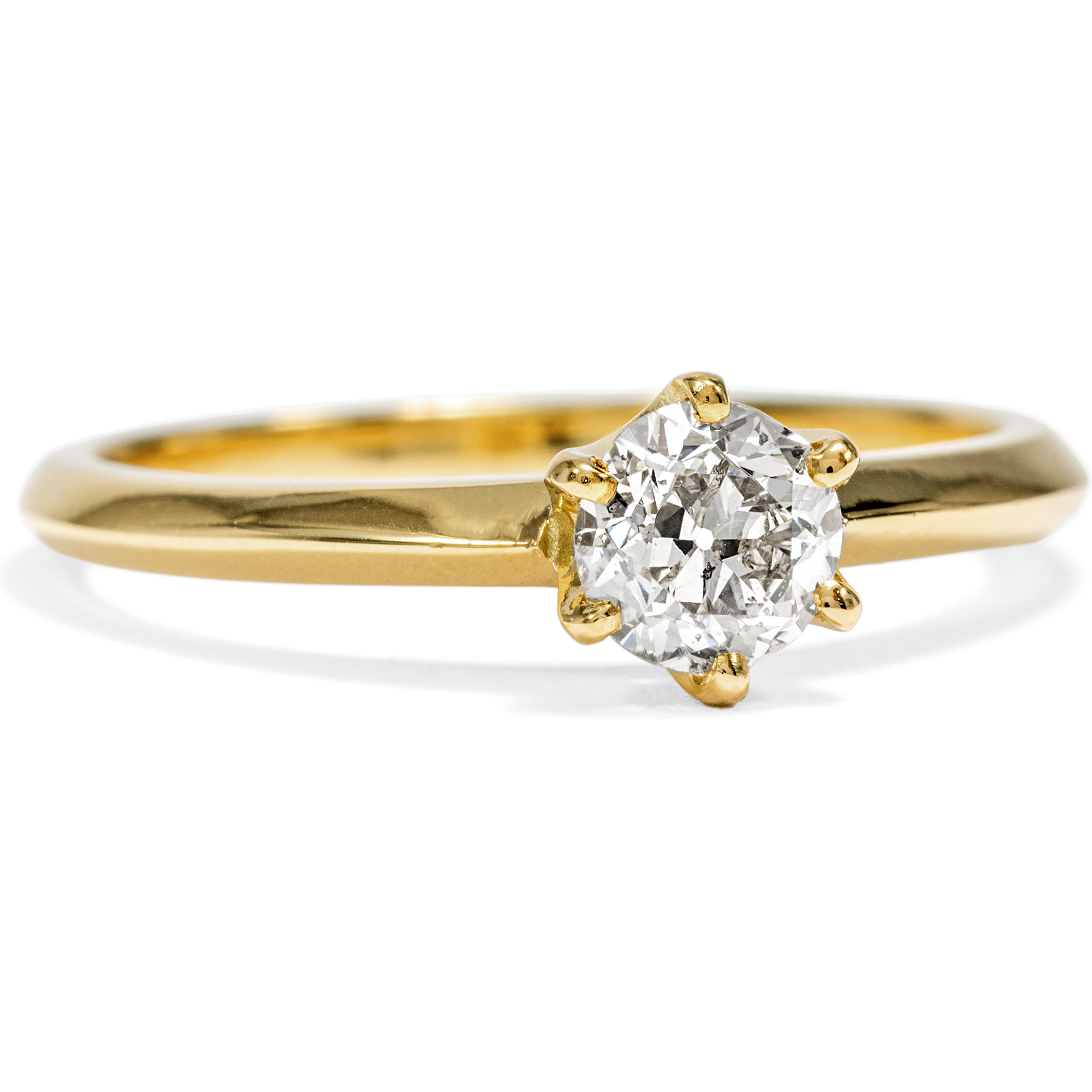 Classic Solitaire Ring with 0.51 ct Old Cut Diamond (K/p1) in Gold, from our Workshop