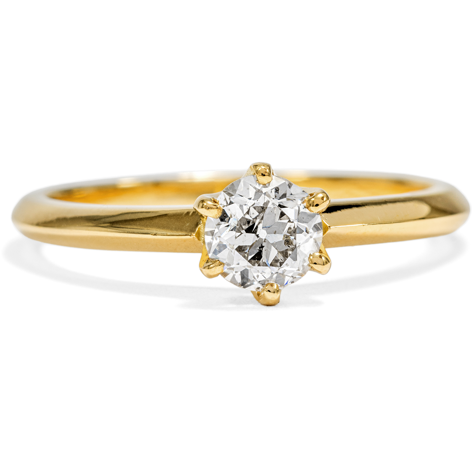 Classic Solitaire Ring with 0.51 ct Old Cut Diamond (K/p1) in Gold, from our Workshop