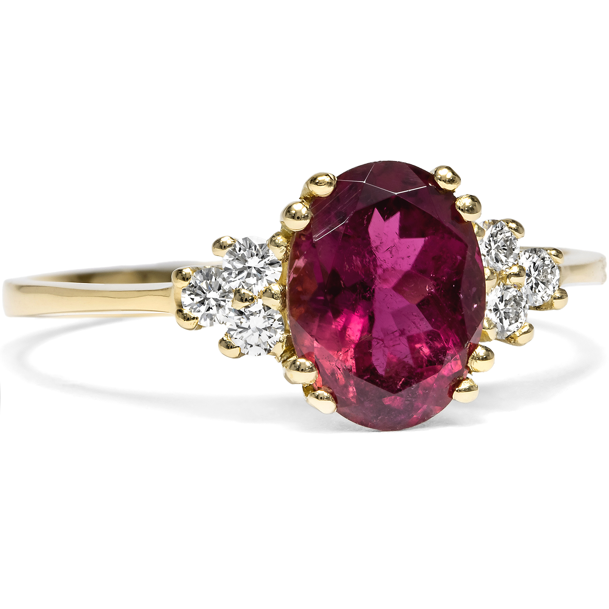 Delicate Ring With Purple Tourmaline & Diamonds In Gold From Our Workshop