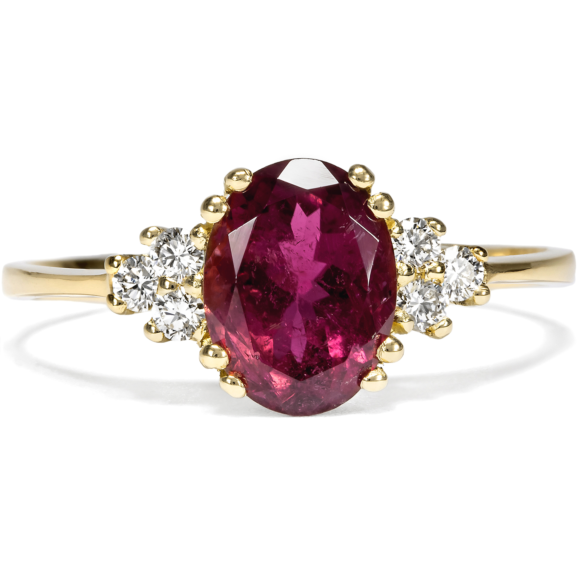 Delicate Ring With Purple Tourmaline & Diamonds In Gold From Our Workshop